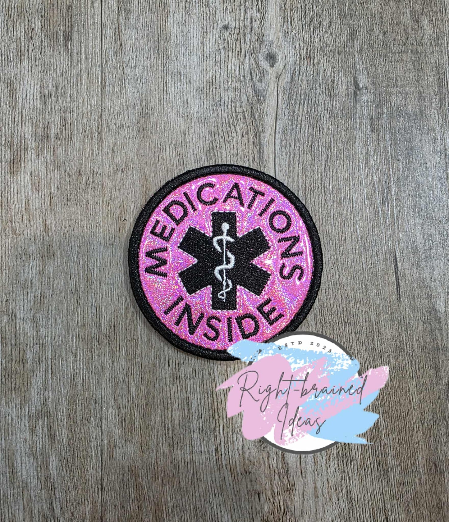 Service Dog Do Not Pet Black And White On Sparkle Pink Holographic Vinyl Six-piece Patch And Leash Wrap