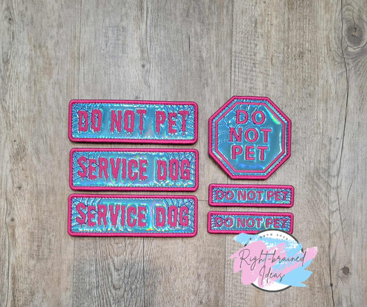 *Color Mistake* Creepy Crawley Inspired Service Magenta And Purple On Sky Blue Holographic Vinyl Six-piece Patch Set