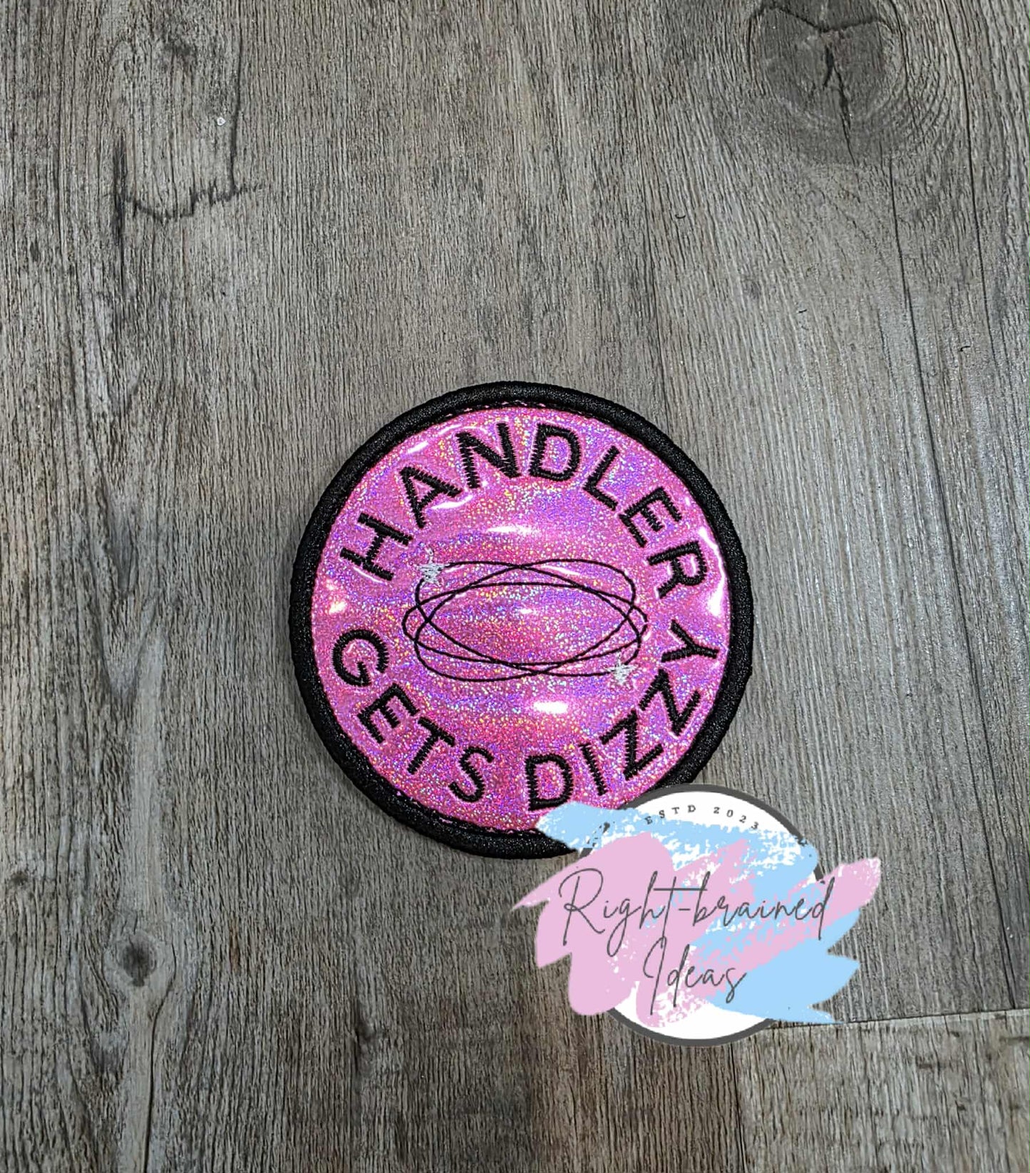 Service Dog Cardiac Alert Black And White On Sparkle Pink Holographic Vinyl Six-piece Patch And Leash Wrap