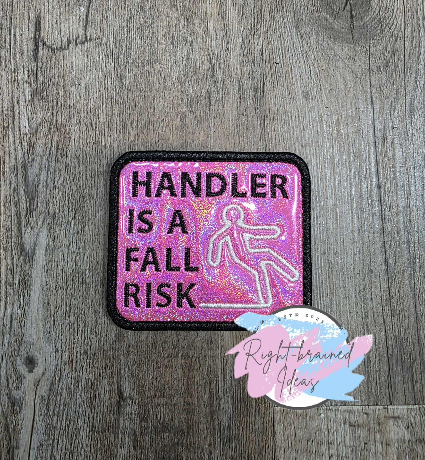 Service Dog Cardiac Alert Black And White On Sparkle Pink Holographic Vinyl Six-piece Patch And Leash Wrap