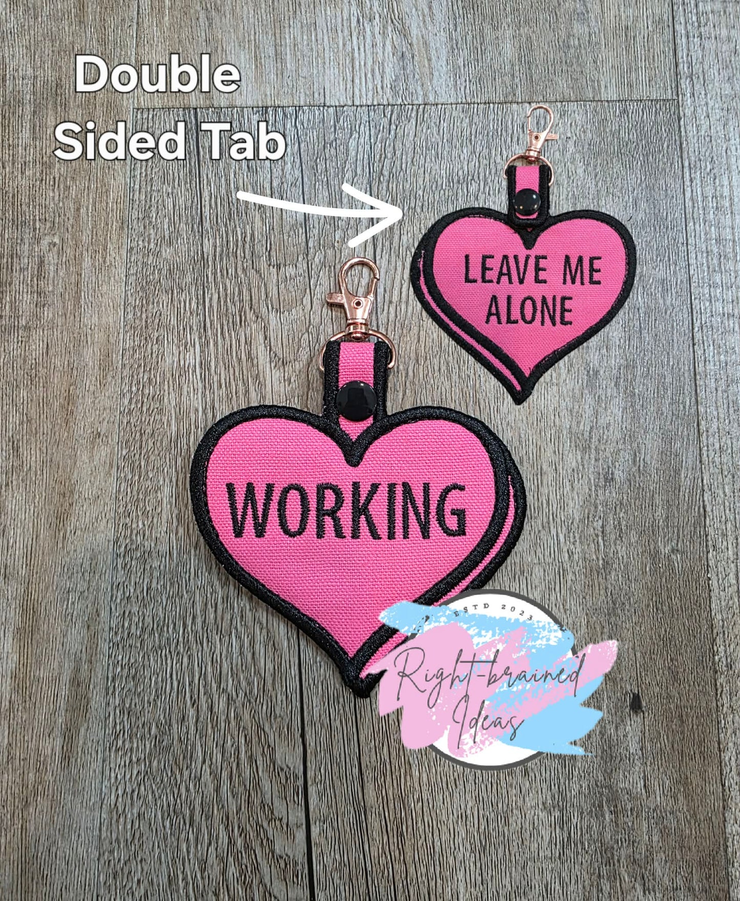 Conversation Heart Inspired Black And White On Pink Canvas Four-piece Patch And Double-sided Patch Tab Set