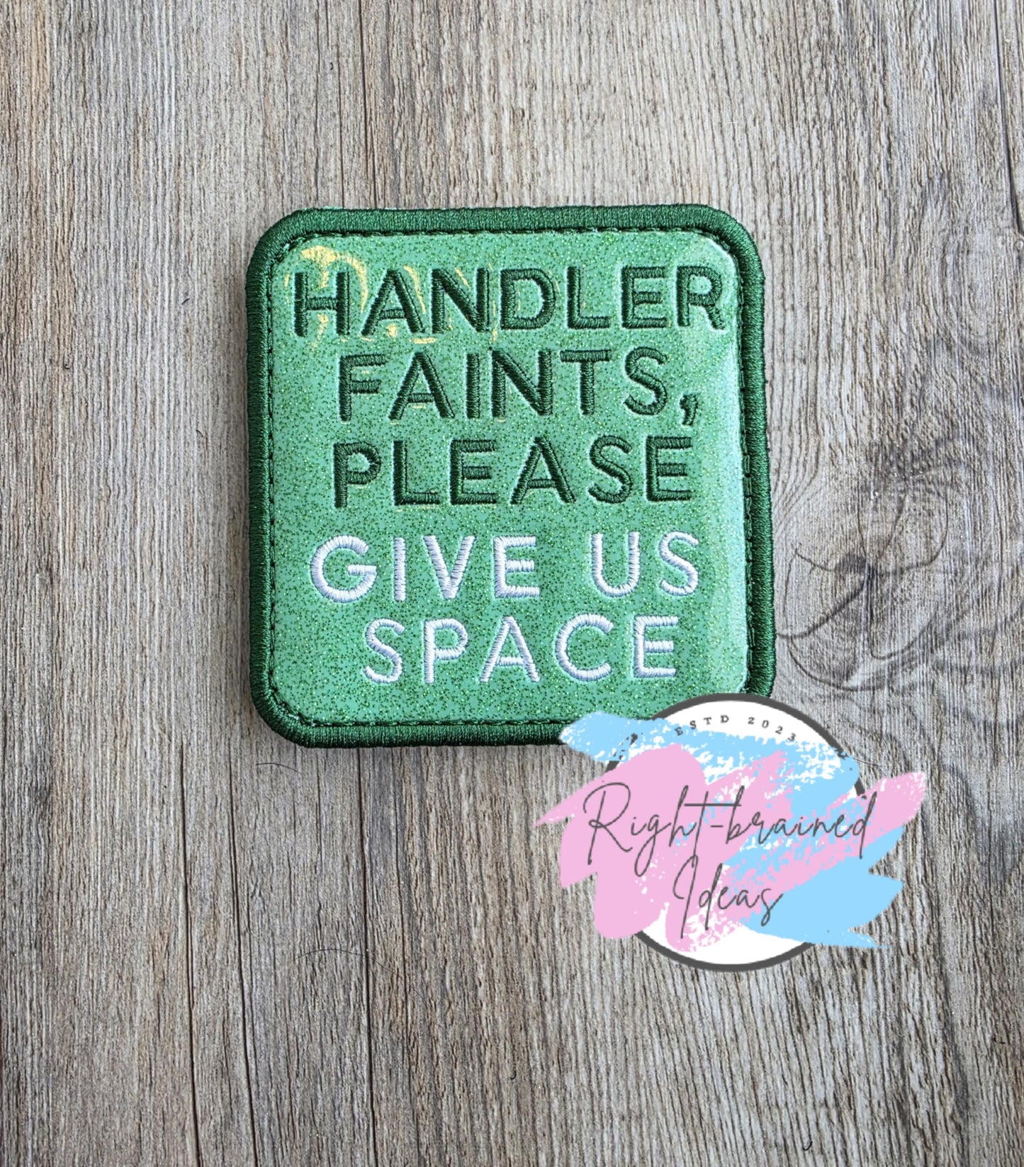 Service Dog Cardiac Alert Forest Green And White On Sparkle Moss Green Vinyl Three-piece Patch Set