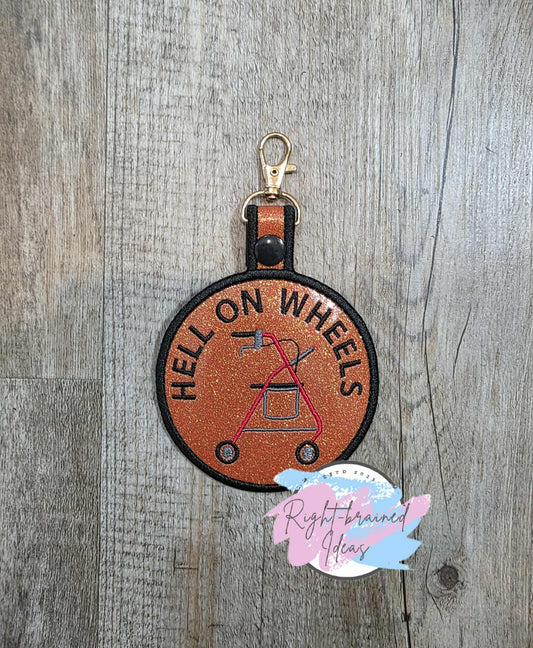 Hell On Wheels Black And Red On Sparkle Burnt Orange Vinyl Patch Tab