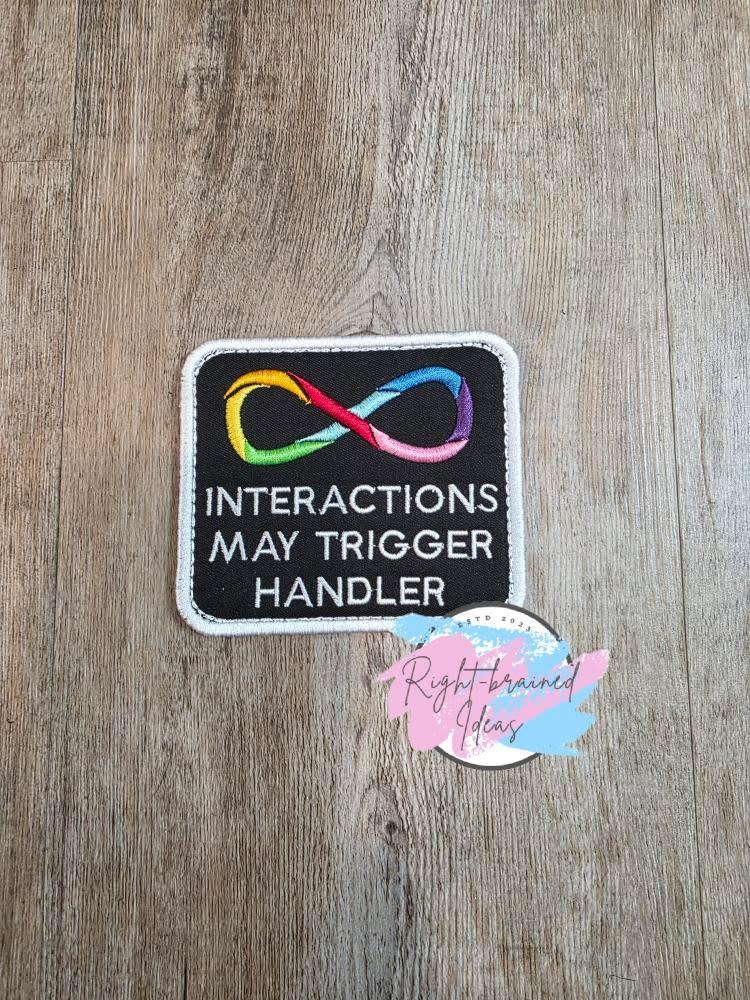Service Dog Autism Assistance Rainbow And White On Black Twill Neurodivergent Inspired Four-piece Patch Set