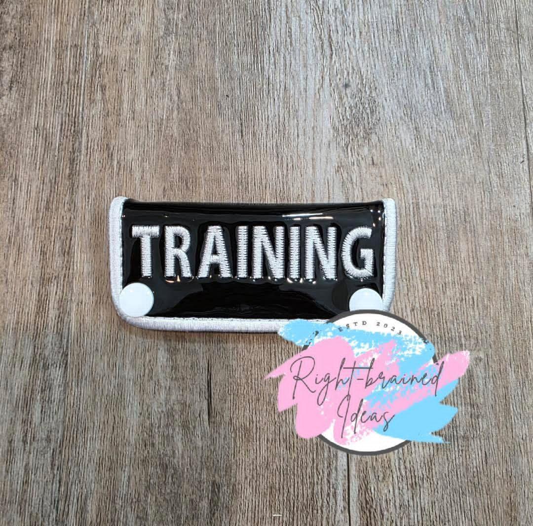 Training White On Shiny Black Vinyl Mini Leash Wrap