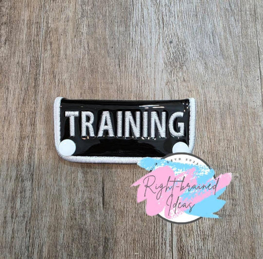 Training White On Shiny Black Vinyl Mini Leash Wrap