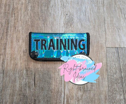 Training Black On Teal Blue Metallic Vinyl Mini Leash Wrap