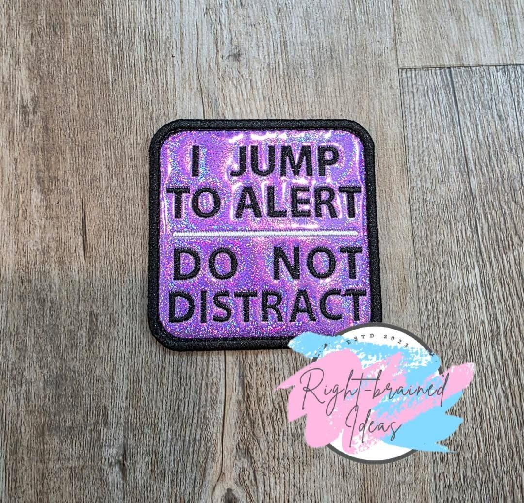 Service Dog Do Not Pet White And Black On Sparkle Purple Holographic Vinyl Four-piece Patch Set