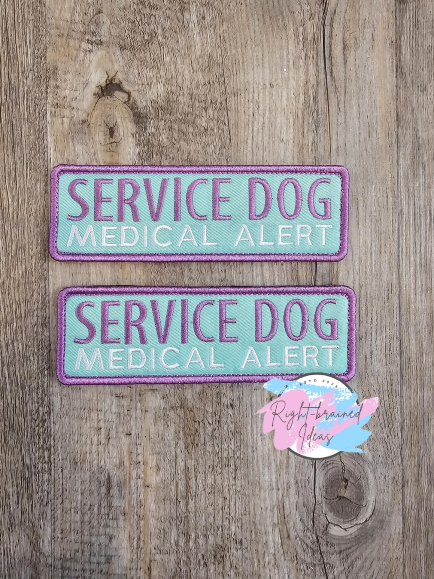 Service Dog Medical Alert In Training Lavender on Seafoam Twill Grow With Them Six-piece Set