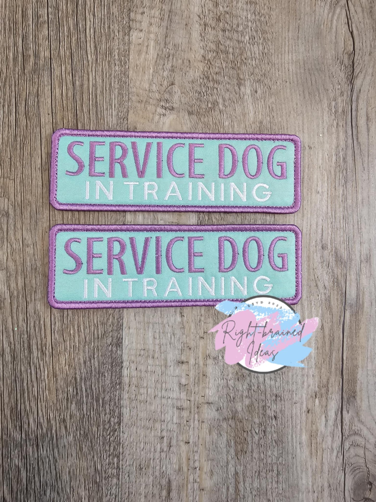 Service Dog Medical Alert In Training Lavender on Seafoam Twill Grow With Them Six-piece Set