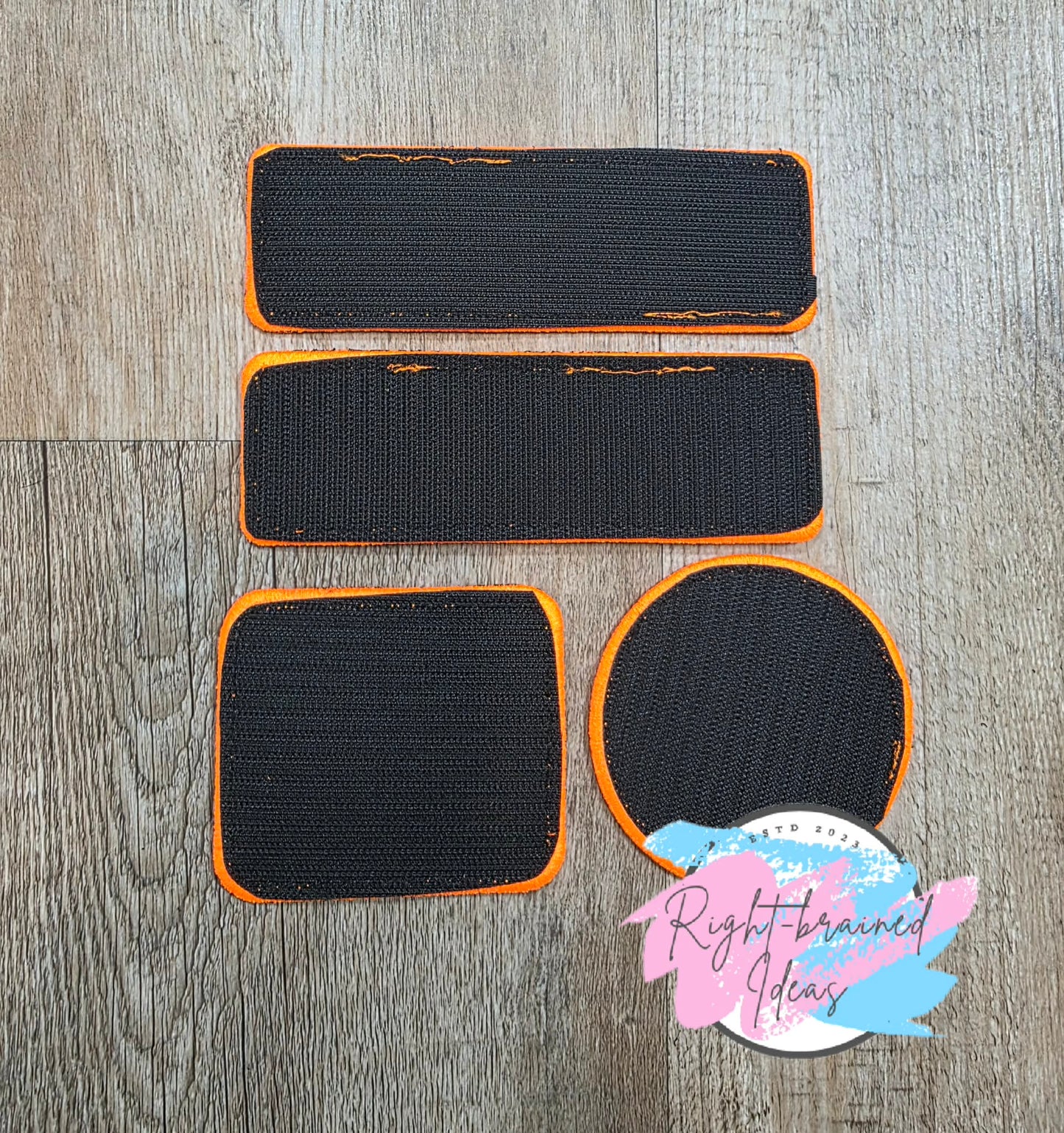 Service Dog Ignore Me Neon Orange And White On Lightweight High Performance Black Twill Five-piece Patch And Leash Wrap Set