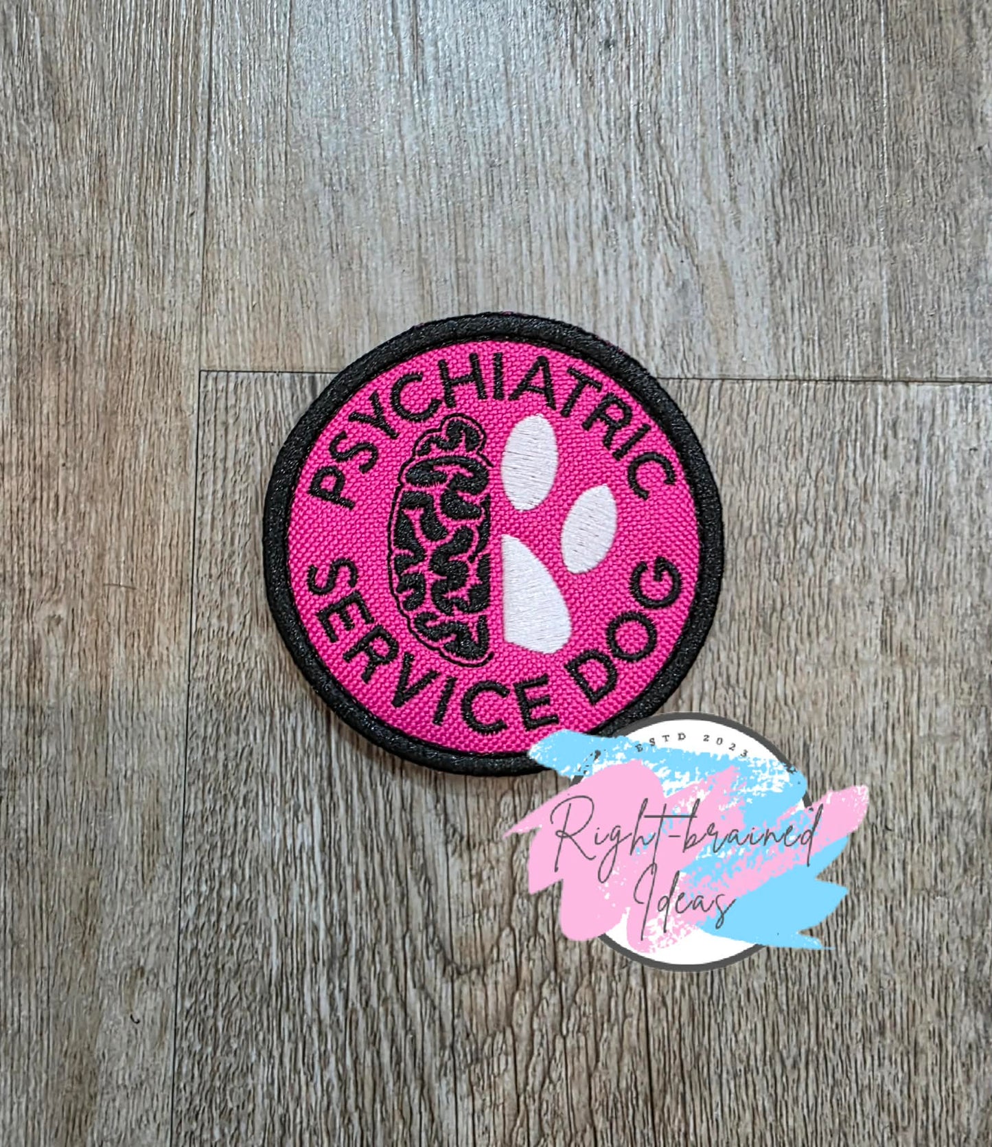 Service Dog On Duty Black And White On Fuchsia Ottertex Canvas Five-piece Patch And Leash Wrap Set