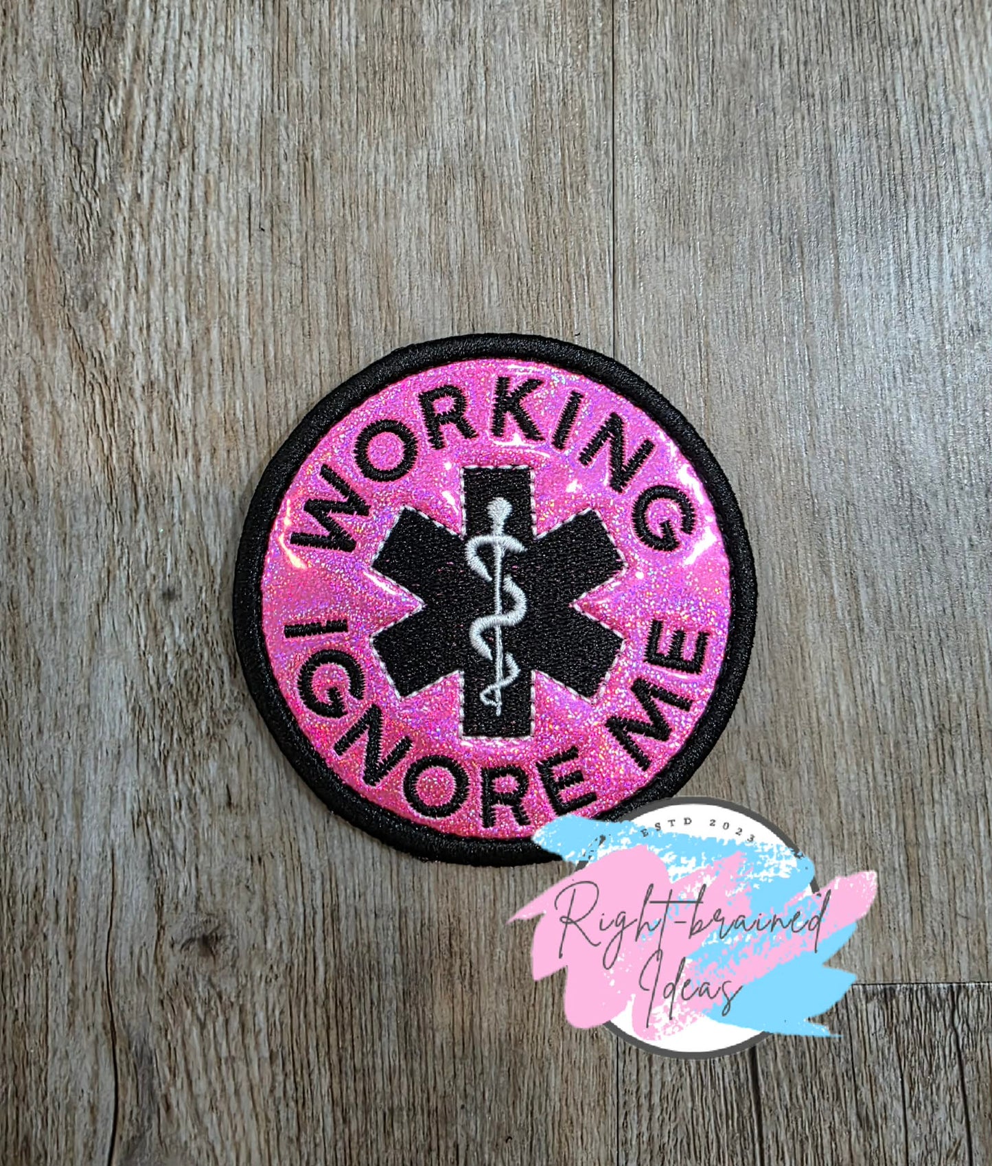 Service Dog Do Not Pet Black And White On Sparkle Pink Holographic Vinyl Four-piece Patch Set