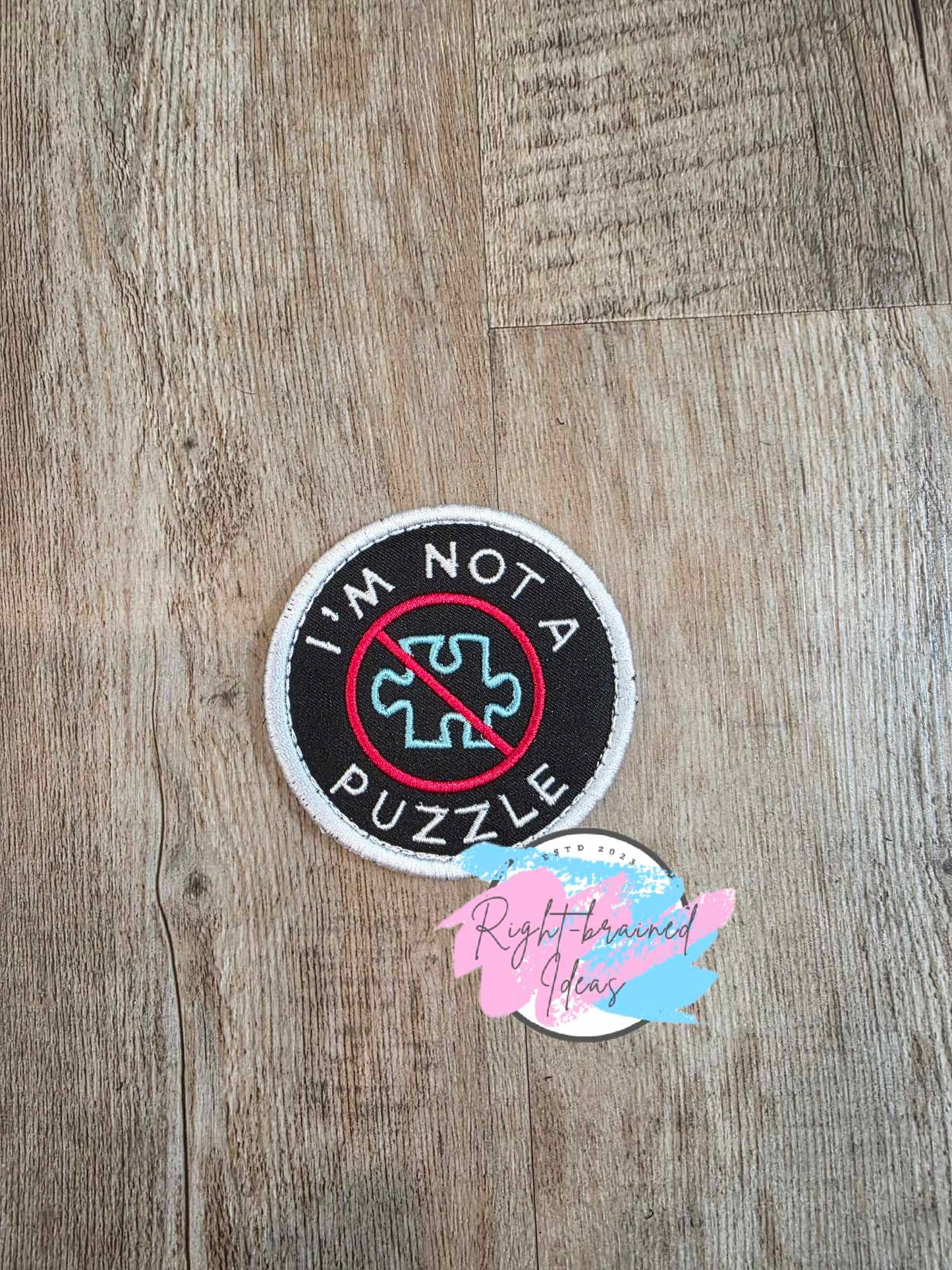 Service Dog Autism Assistance Rainbow and White on Black Light-Weight High Performance Twill Neurodivergent Inspired Four-piece Patch and Leash Wrap Set