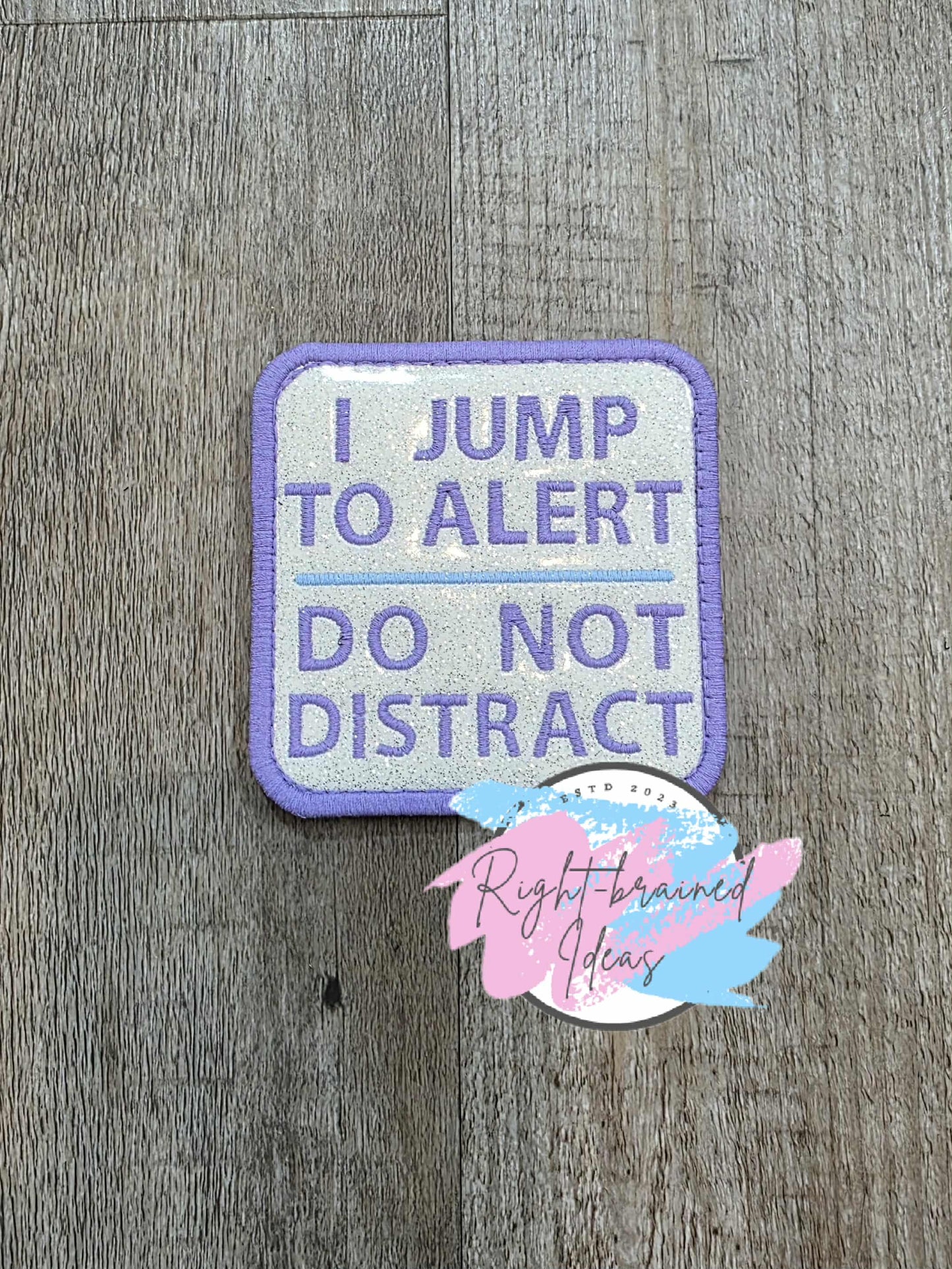 Frosted Service Dog In Training Flat Matt Lavender/Baby Blue On Sparkle White Vinyl Five-piece Patch and Leash Wrap Set