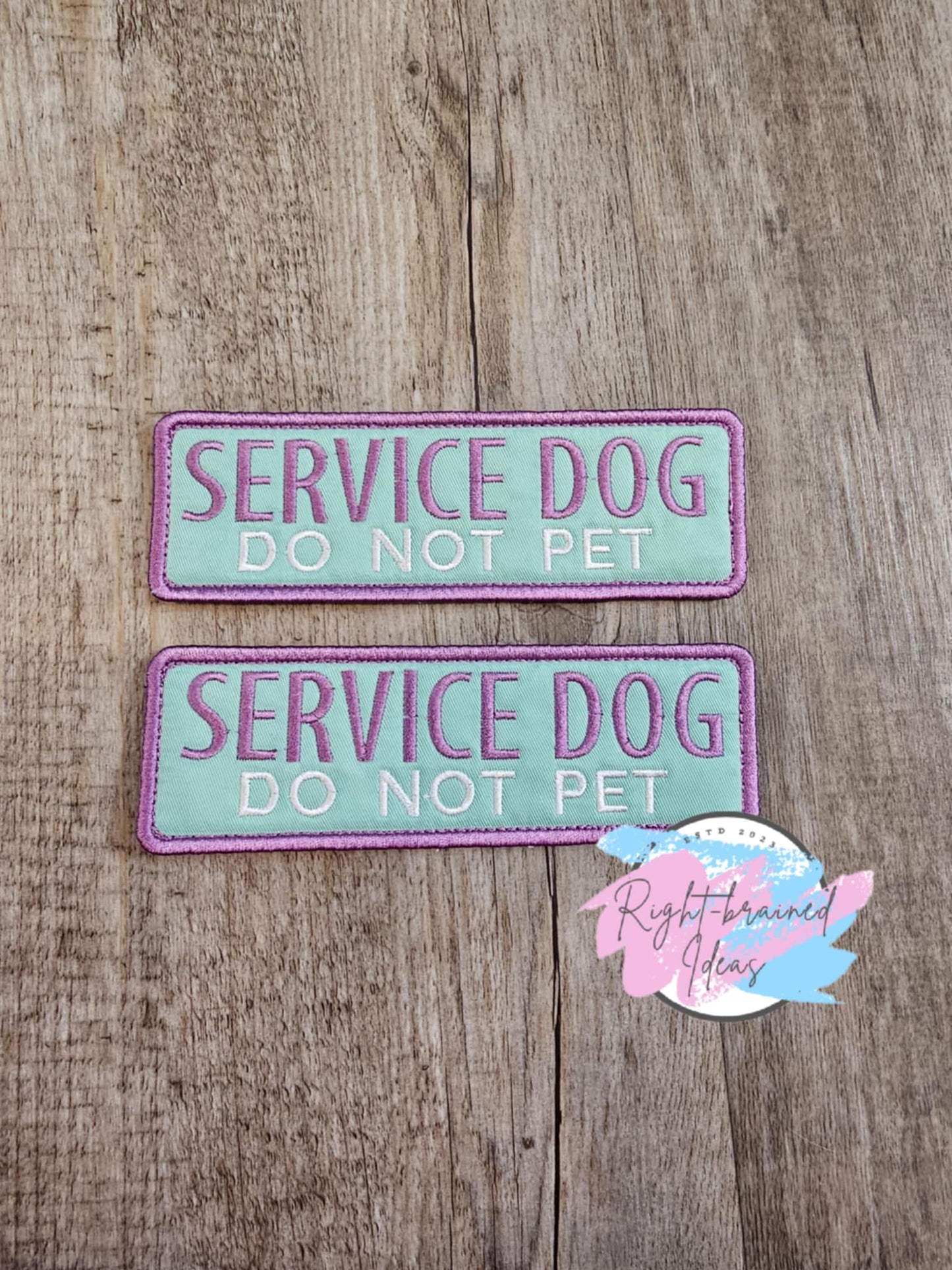 Service Dog Do Not Pet Lavender on Seafoam Twill Three-piece Patch Set