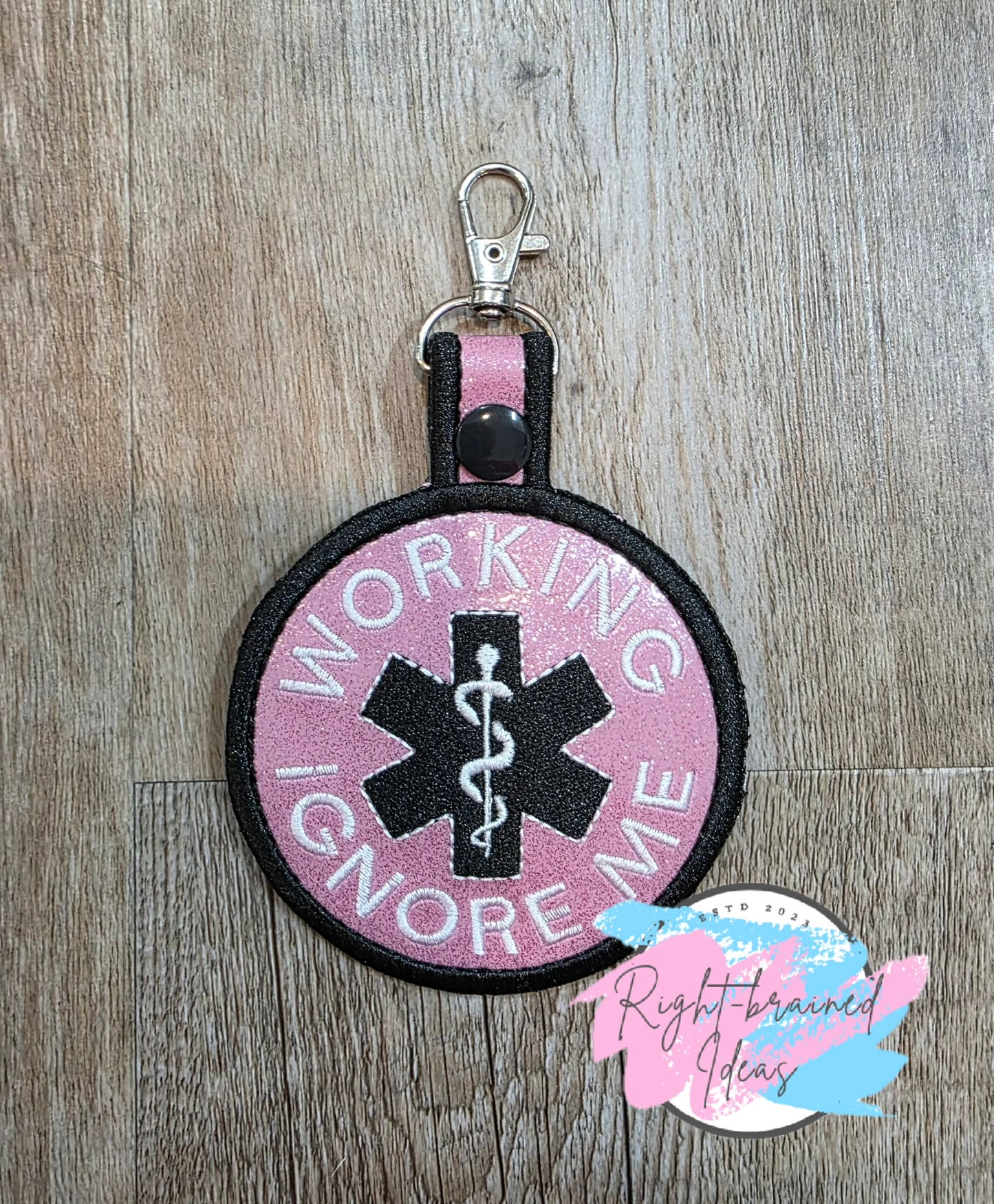 Working Ignore Me Black And White On Sparkle Light Pink Vinyl Patch Tab