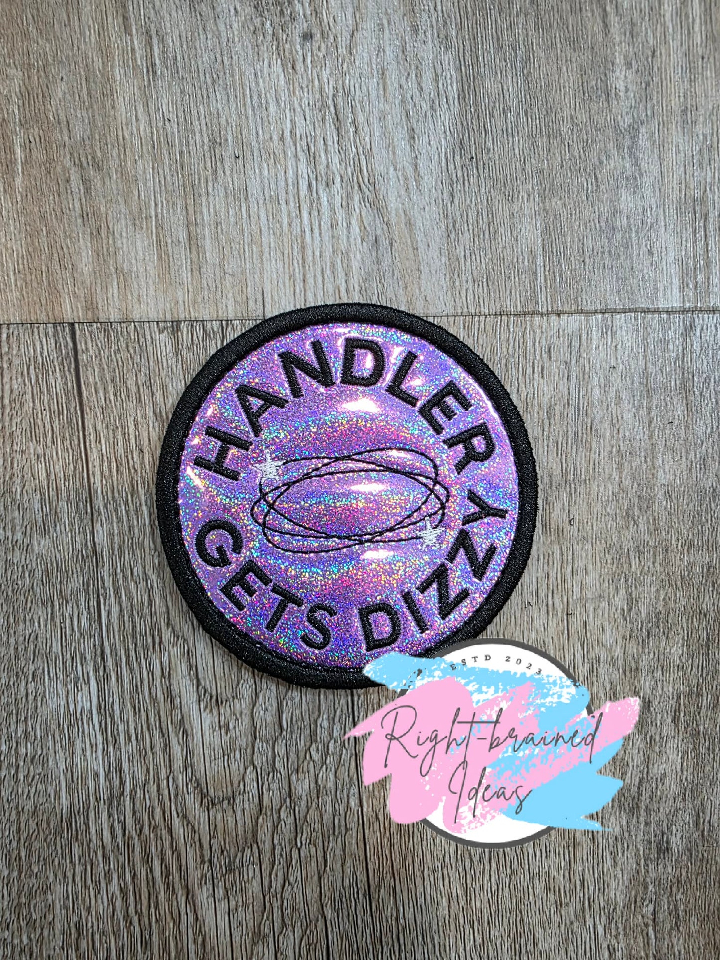 Service Dog Do Not Pet Black And White On Sparkle Purple Holographic Vinyl Five-piece Patch And Double-sided Leash Wrap Set