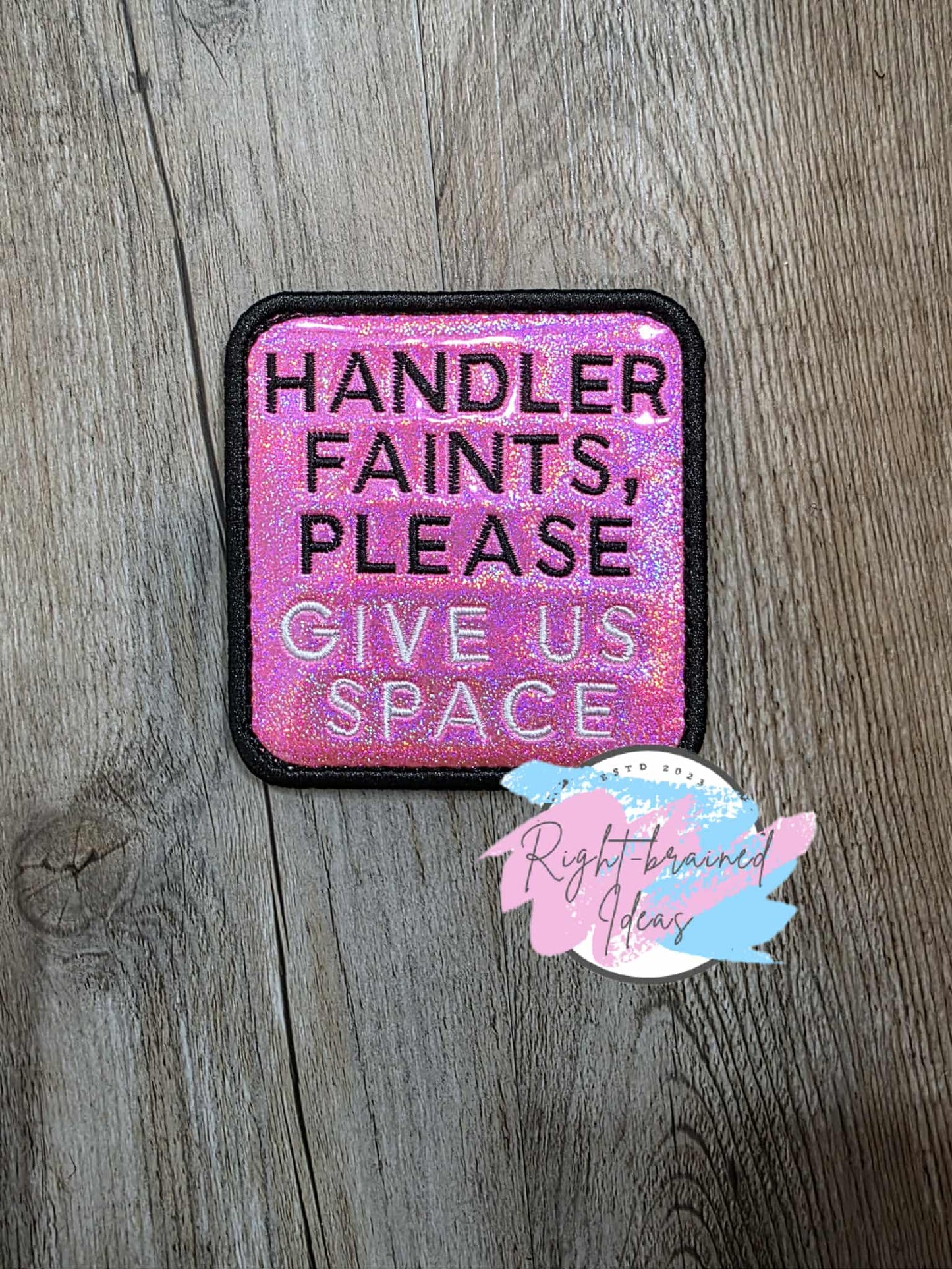 Service Dog Cardiac Alert Black And White On Sparkle Pink Vinyl Three-piece Patch Set