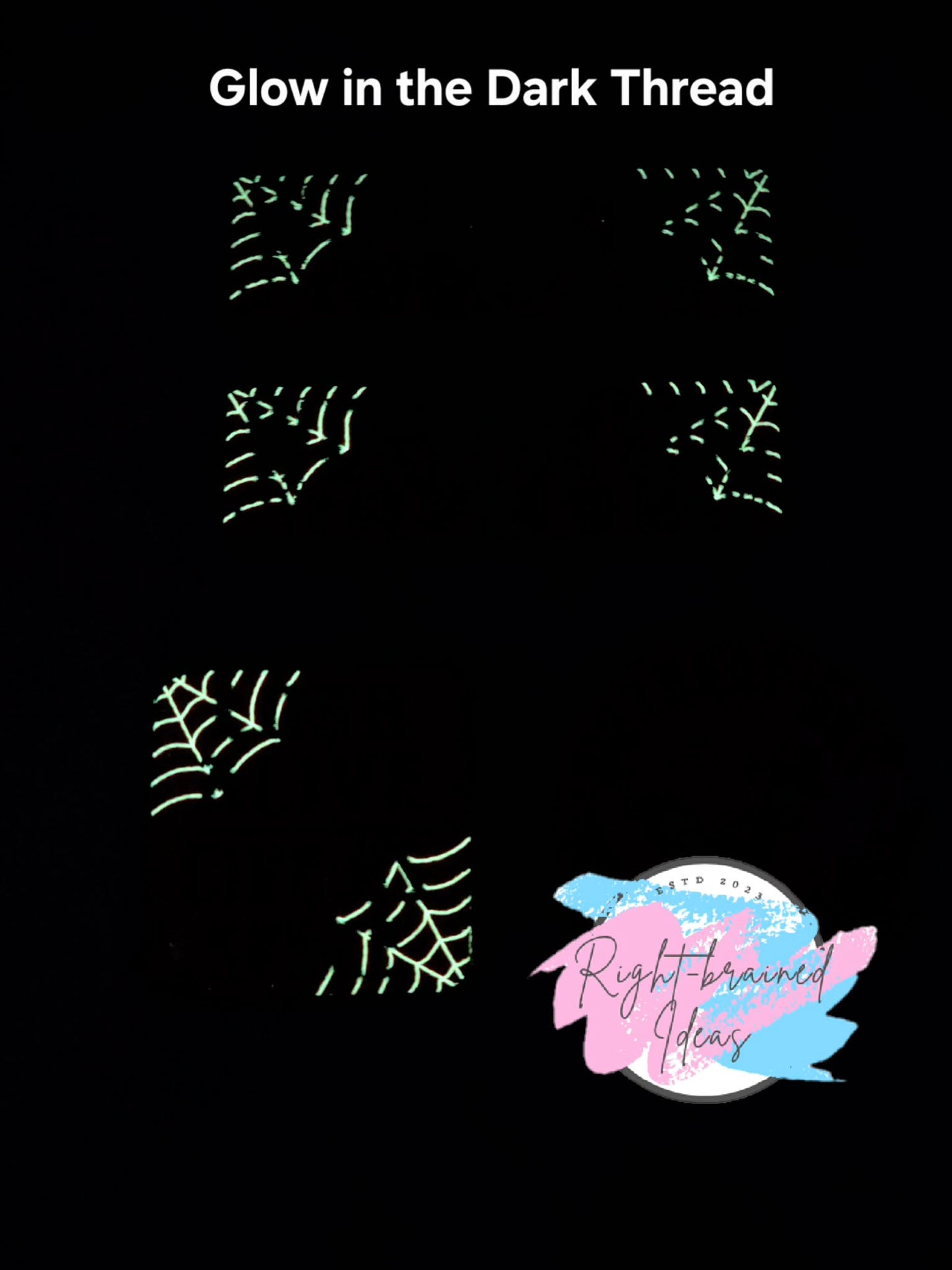 Spooky Season Inspired Working Dog Black And Glow-In-The-Dark White On Sparkle Neon Orange Holographic Vinyl Four-piece Patch Set