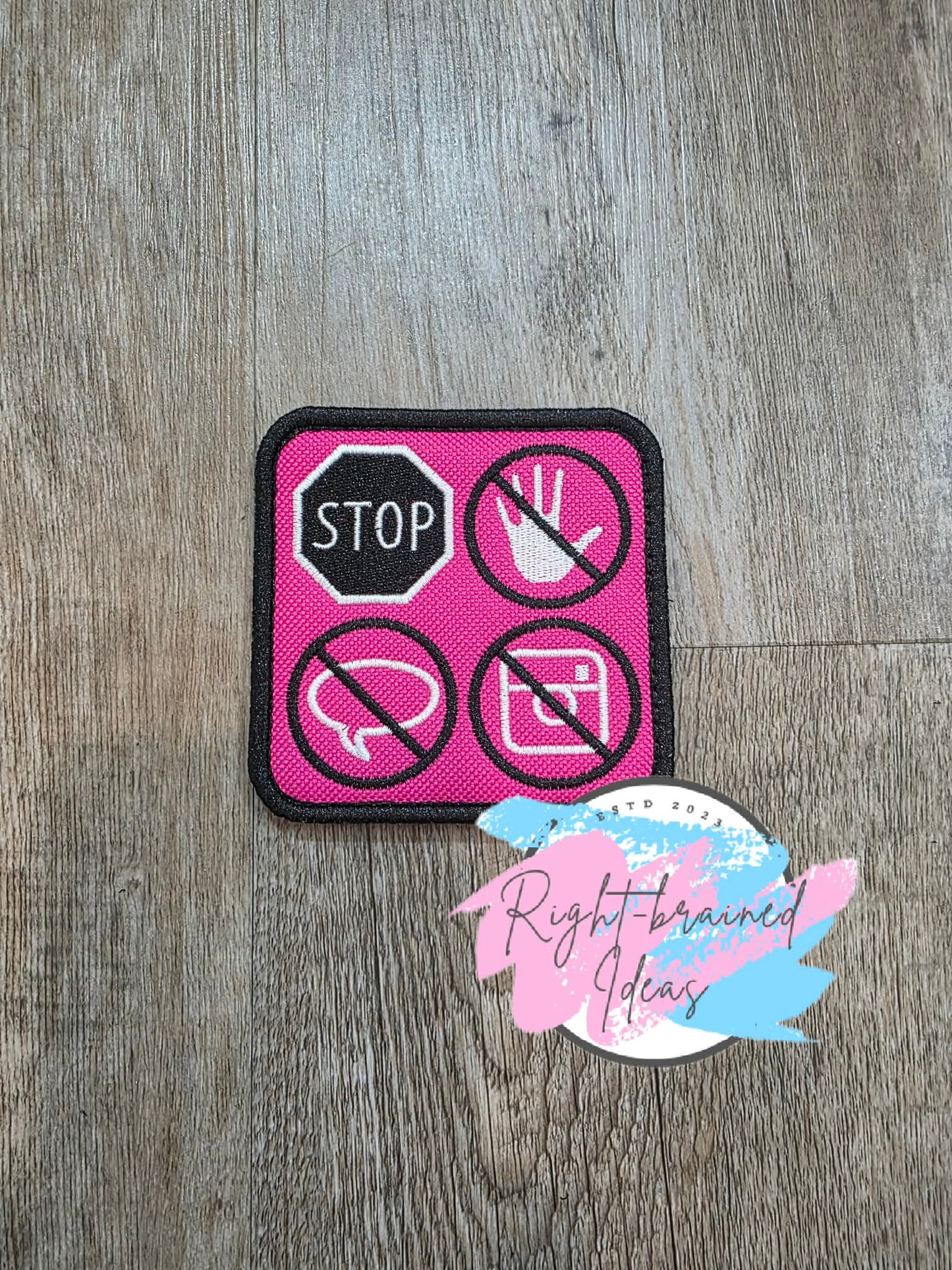 Service Dog Do Not Pet Black And White On Fuchsia Ottertex Canvas Five-piece Patch and Leash Wrap Set