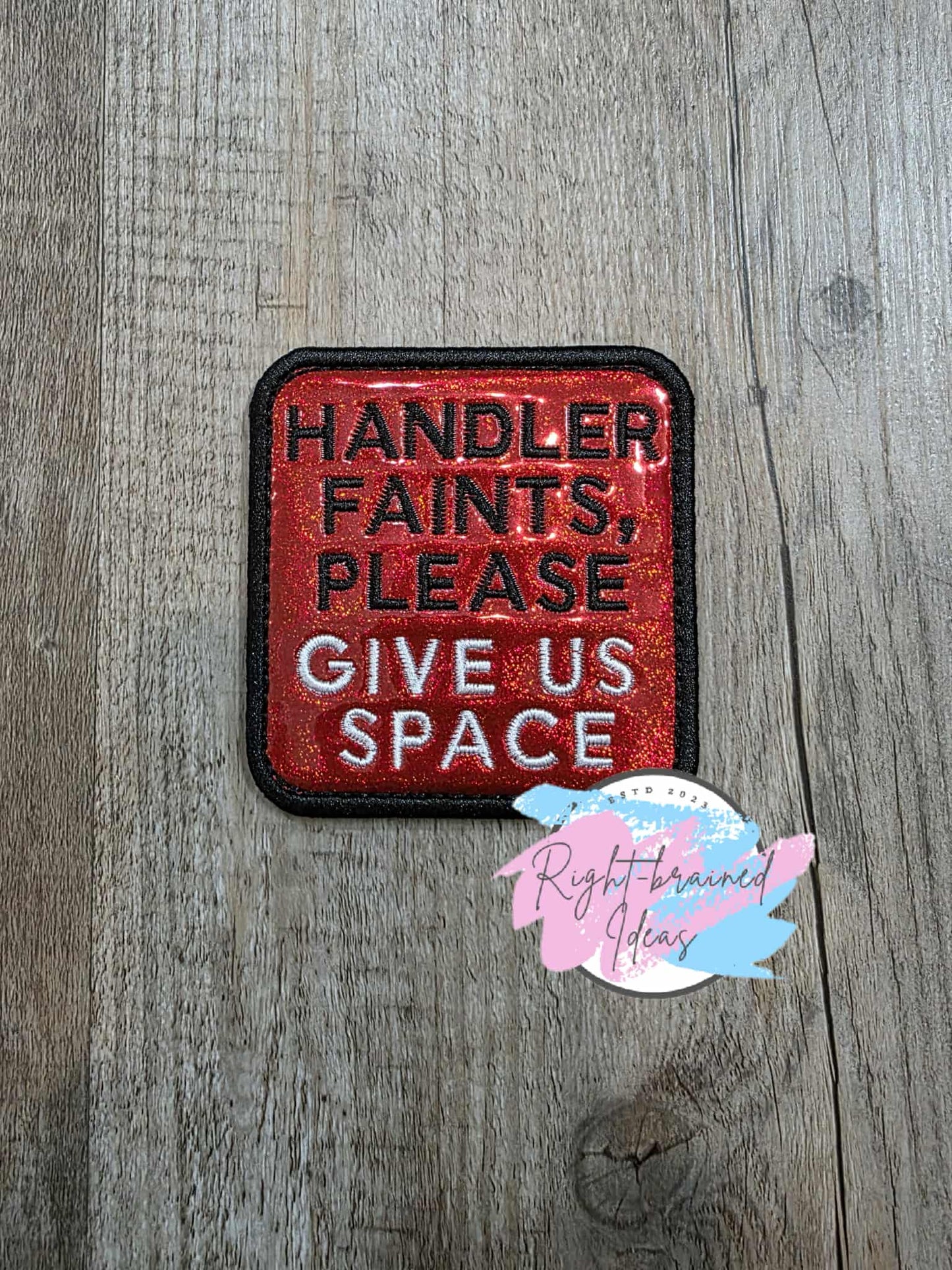 Service Dog Cardiac Alert Black And White On Sparkle Red Holographic Vinyl Three-piece Patch Set