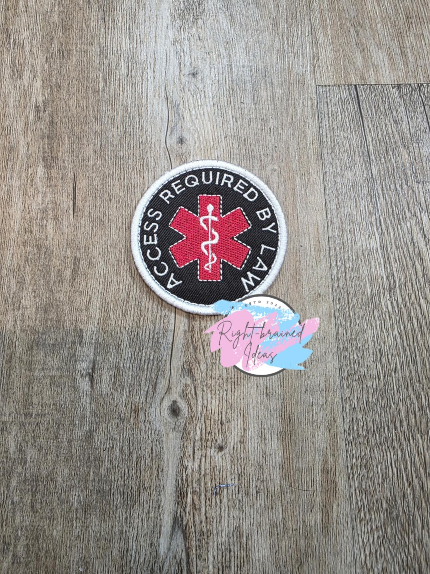 Grow-with-Them Service Dog, Autism Assistance Rainbow and White on Black Twill Neurodivergent Inspired Six-piece Patch Set