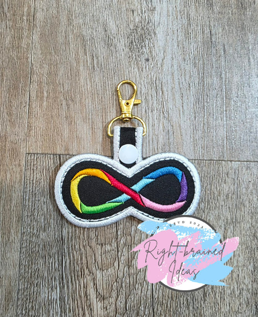 Infinity Loop Rainbow And White On Lightweight High Performance Black Twill Patch Tab