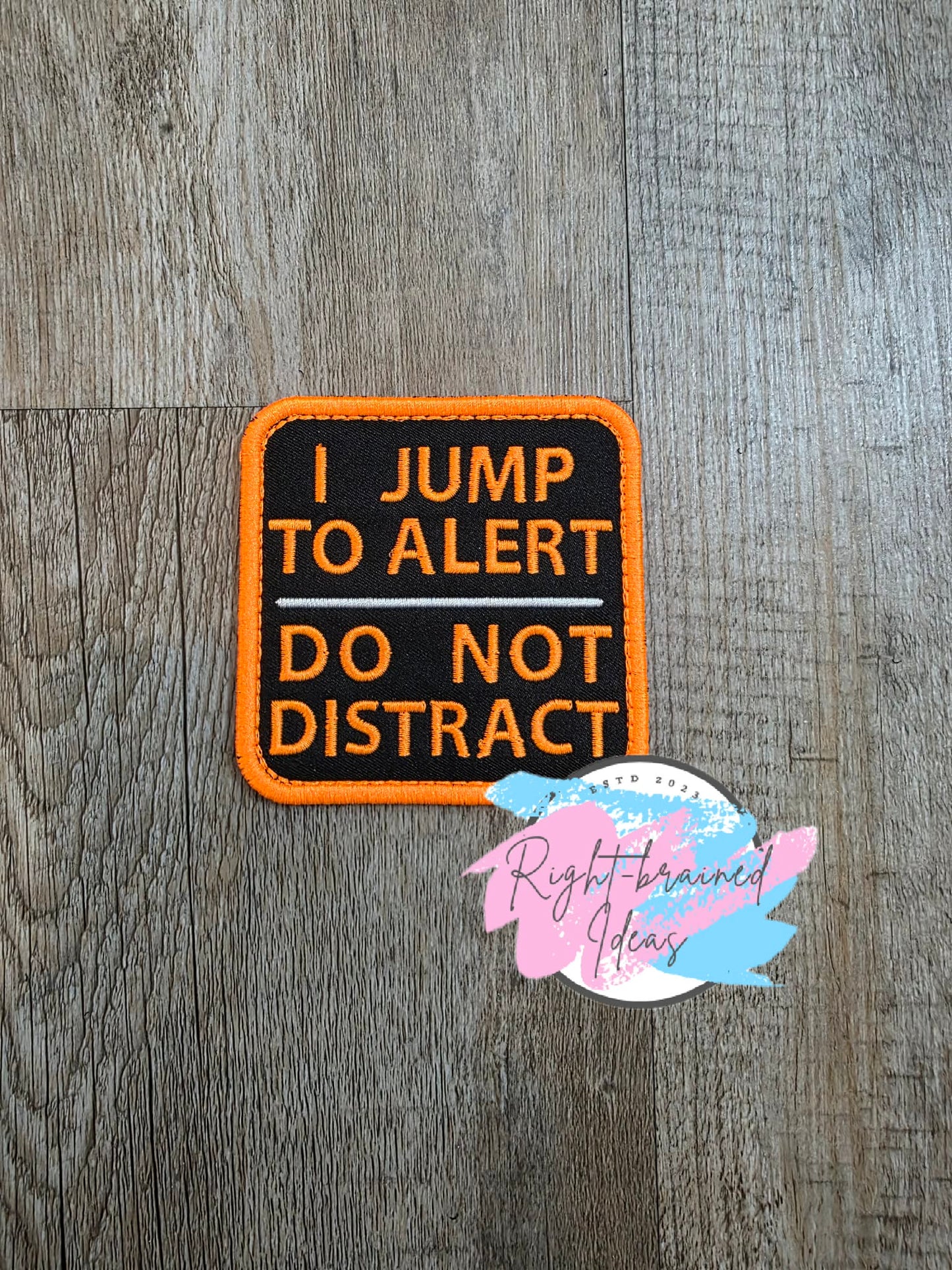 Service Dog Do Not Pet Neon Orange And White On Lightweight High Performance Black Twill Five-piece Patch And Leash Wrap Set