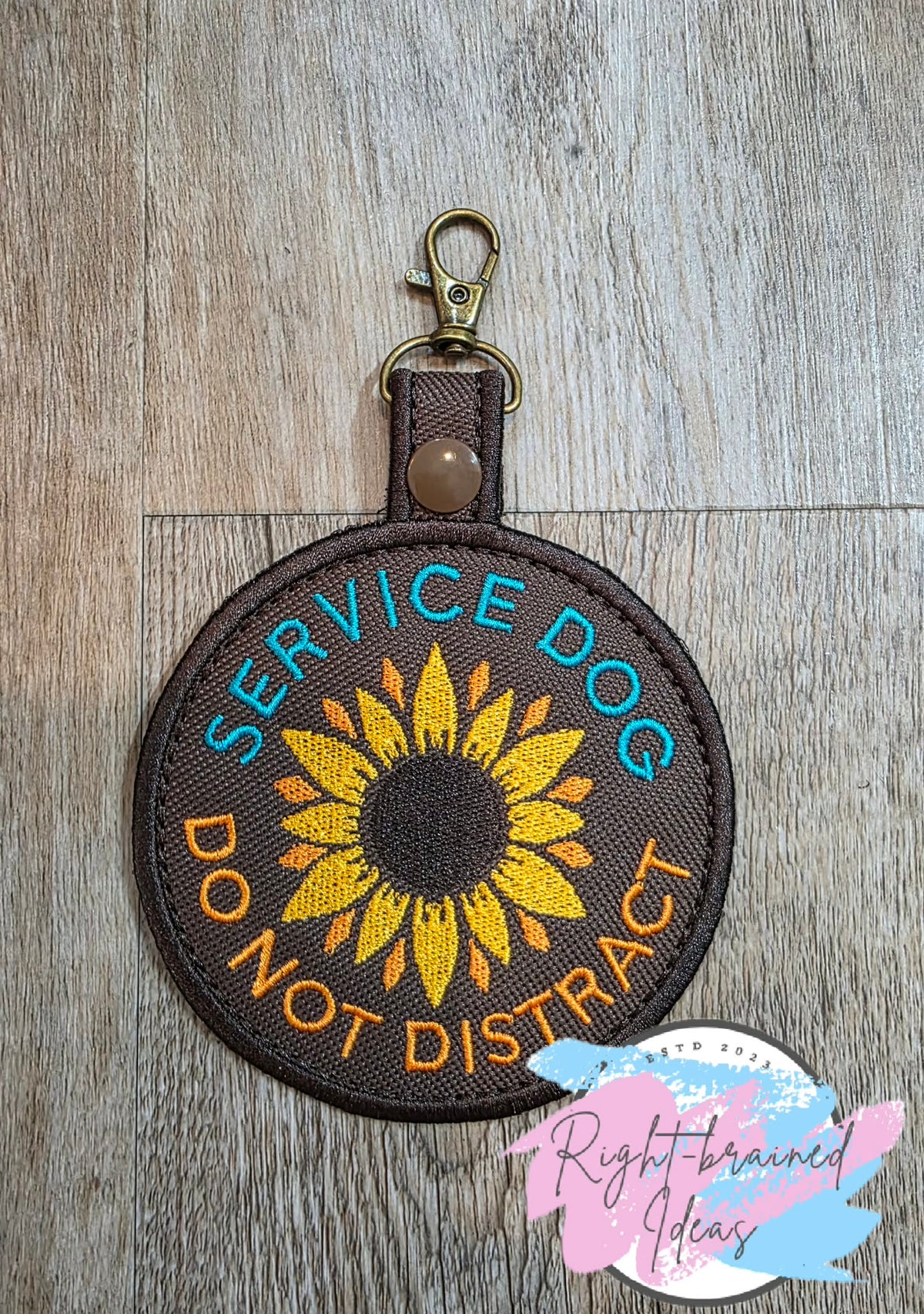 Sunflower Inspired Teal, Orange, Yellow And Brown On Brown Ottertex Canvas Four-piece Oversized Patch And Patch Tab Set