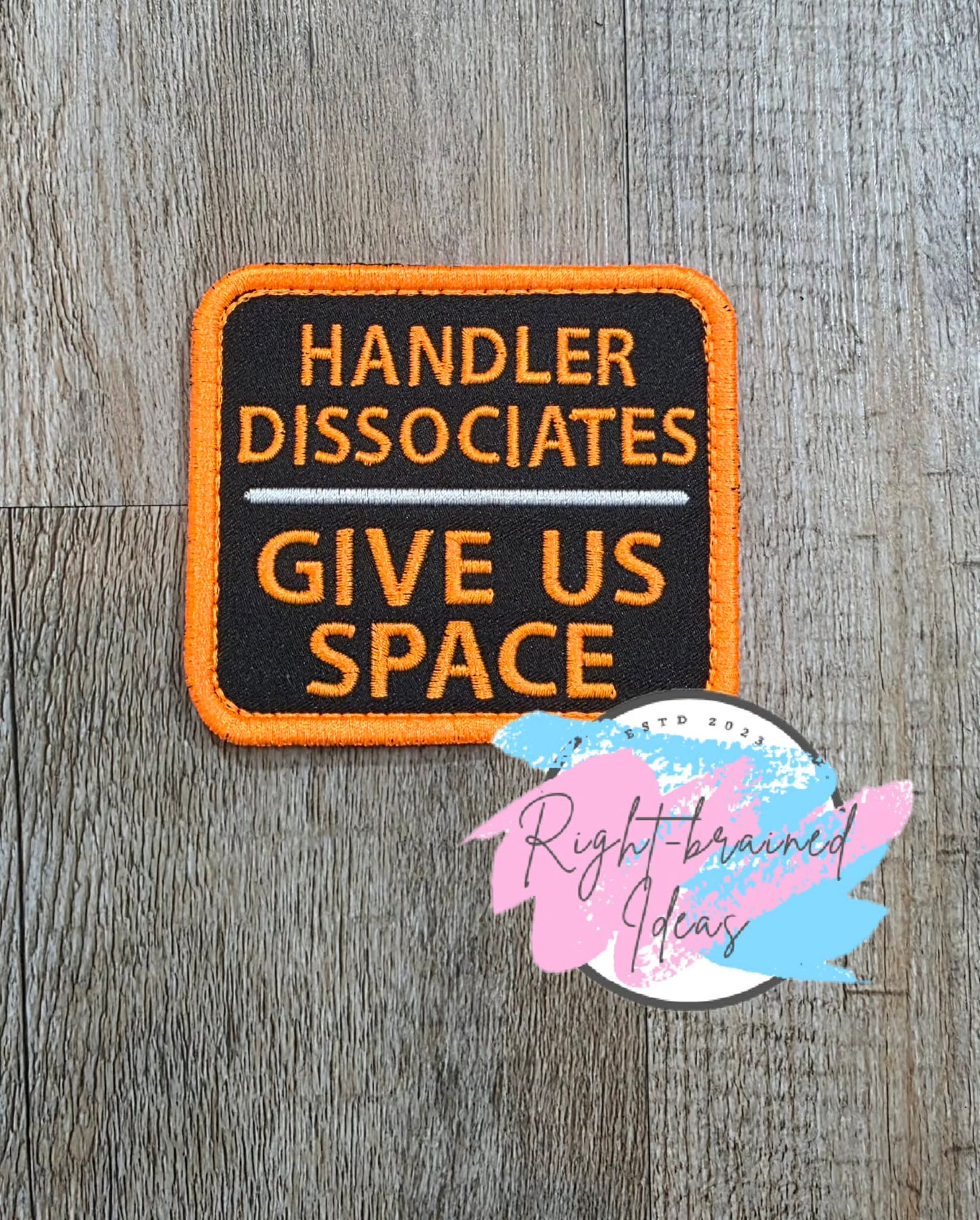 Service Dog Ignore Me Neon Orange And White On Lightweight High Performance Black Twill Five-piece Patch And Leash Wrap Set