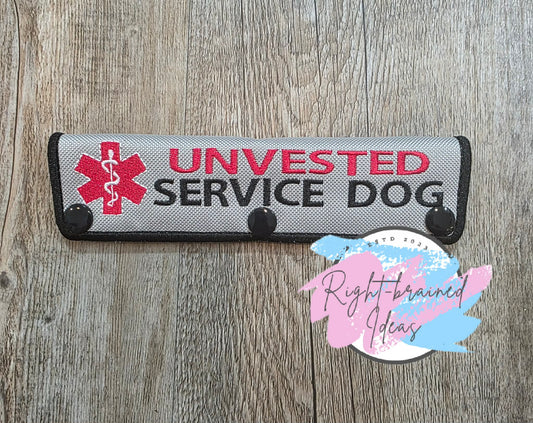 Unvested Service Dog Black, Red And White On Grey Ottertex Canvas Leash Wrap