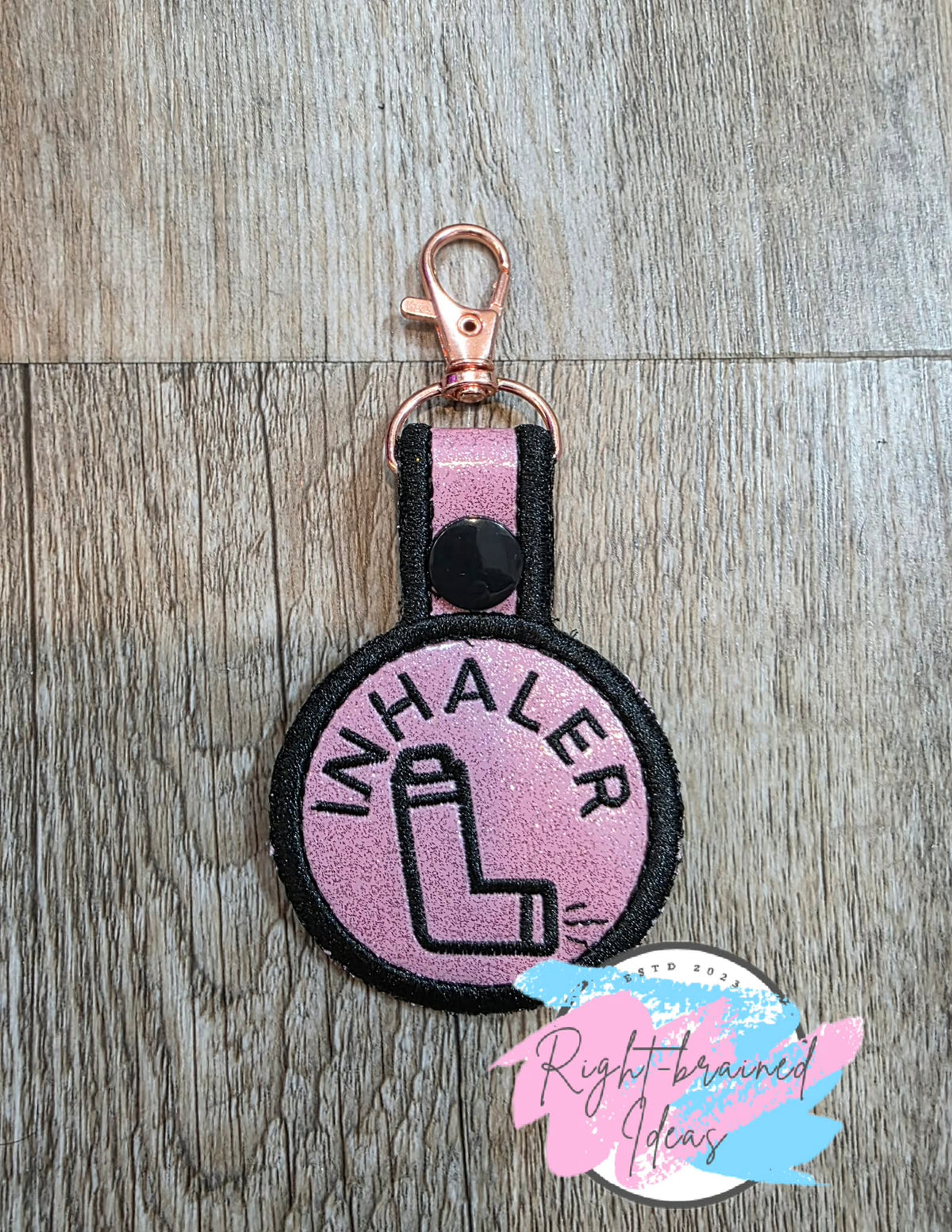 Inhaler Black On Sparkle Light Pink Vinyl Mini Patch Tab