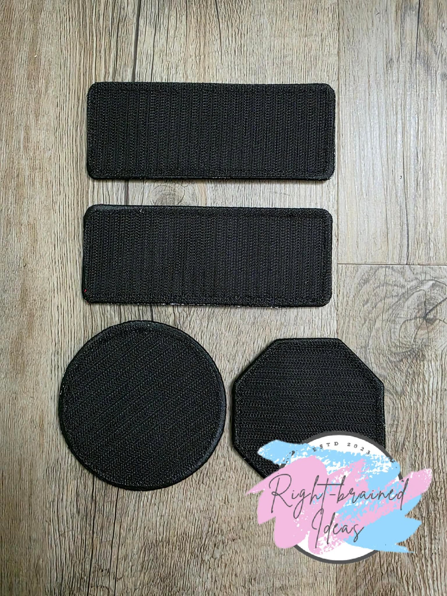 Fun Size Creepy Crawley Inspired Service Dog Glow-In-The-Dark White And Black On Sparkle Purple Holographic Vinyl Four-piece Patch Set