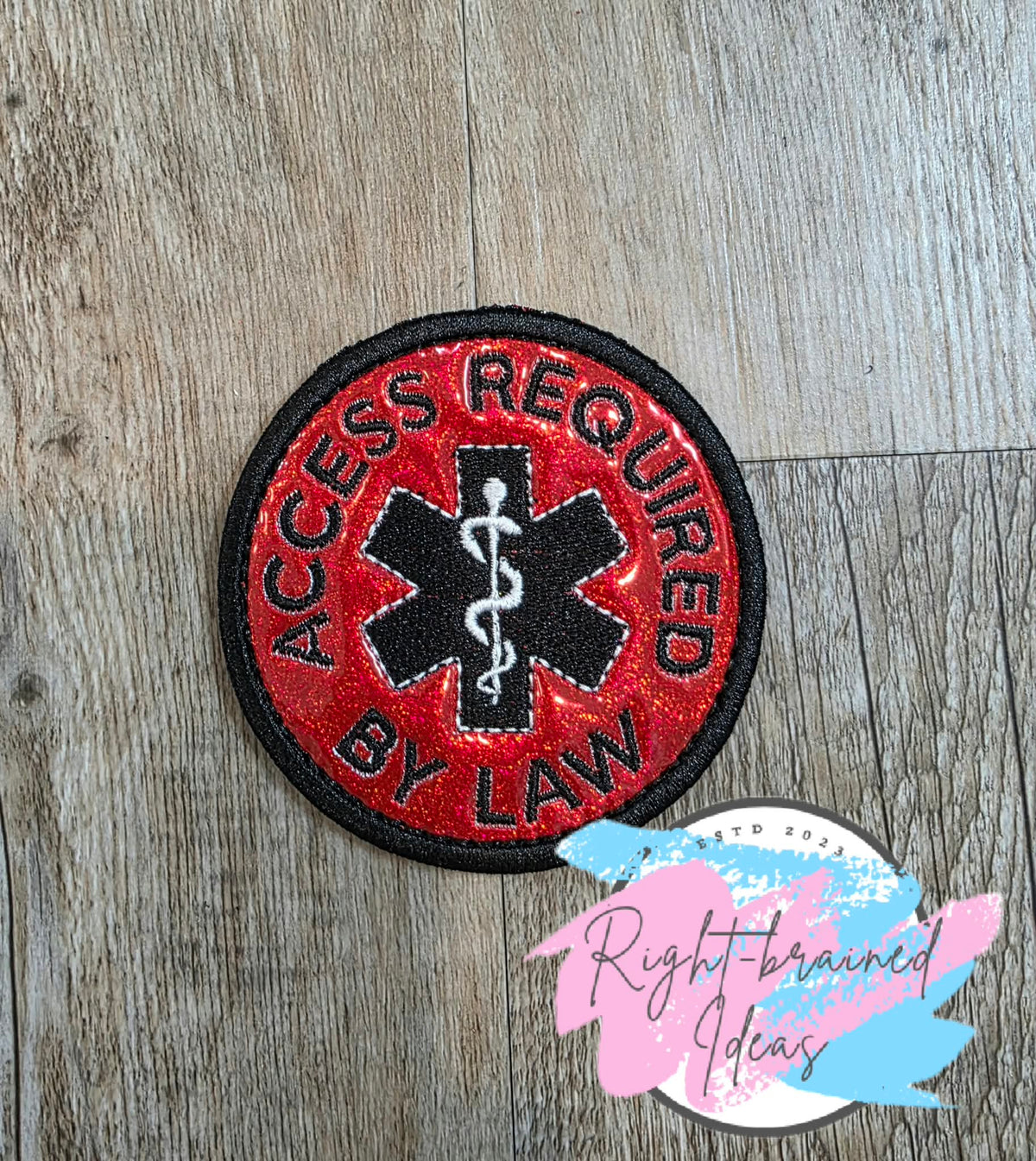 Service Dog In Training Black And White On Sparkle Red Holographic Vinyl Four-piece Patch Set
