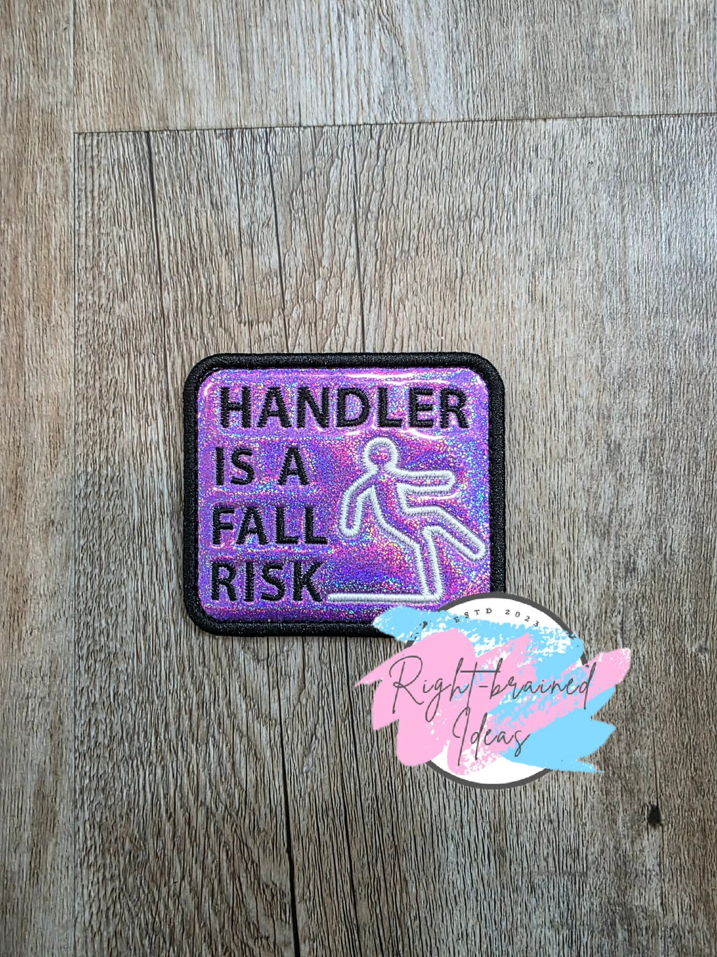 Service Dog Medical Alert Black And White On Sparkle Purple Holographic Vinyl Four-piece Patch Set