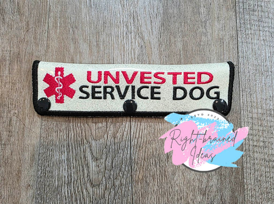 Unvested Service Dog Black, Red And White On Sparkle White Vinyl Leash Wrap