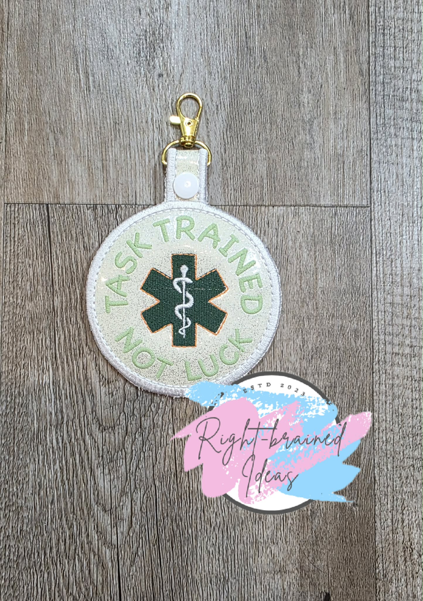 Shamrock Inspired Flat Matt Mint Green, Flat Matt Forest Green, Flat Matt Orange And White On Sparkle White Vinyl Patch Tab