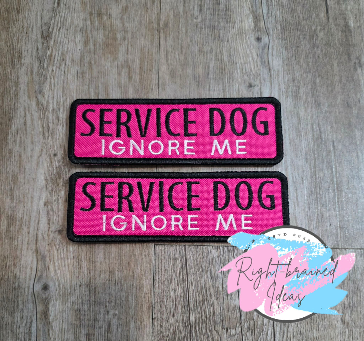 Service Dog Ignore Me Black And White On Fuchsia Ottertex Canvas Four-piece Patch Set