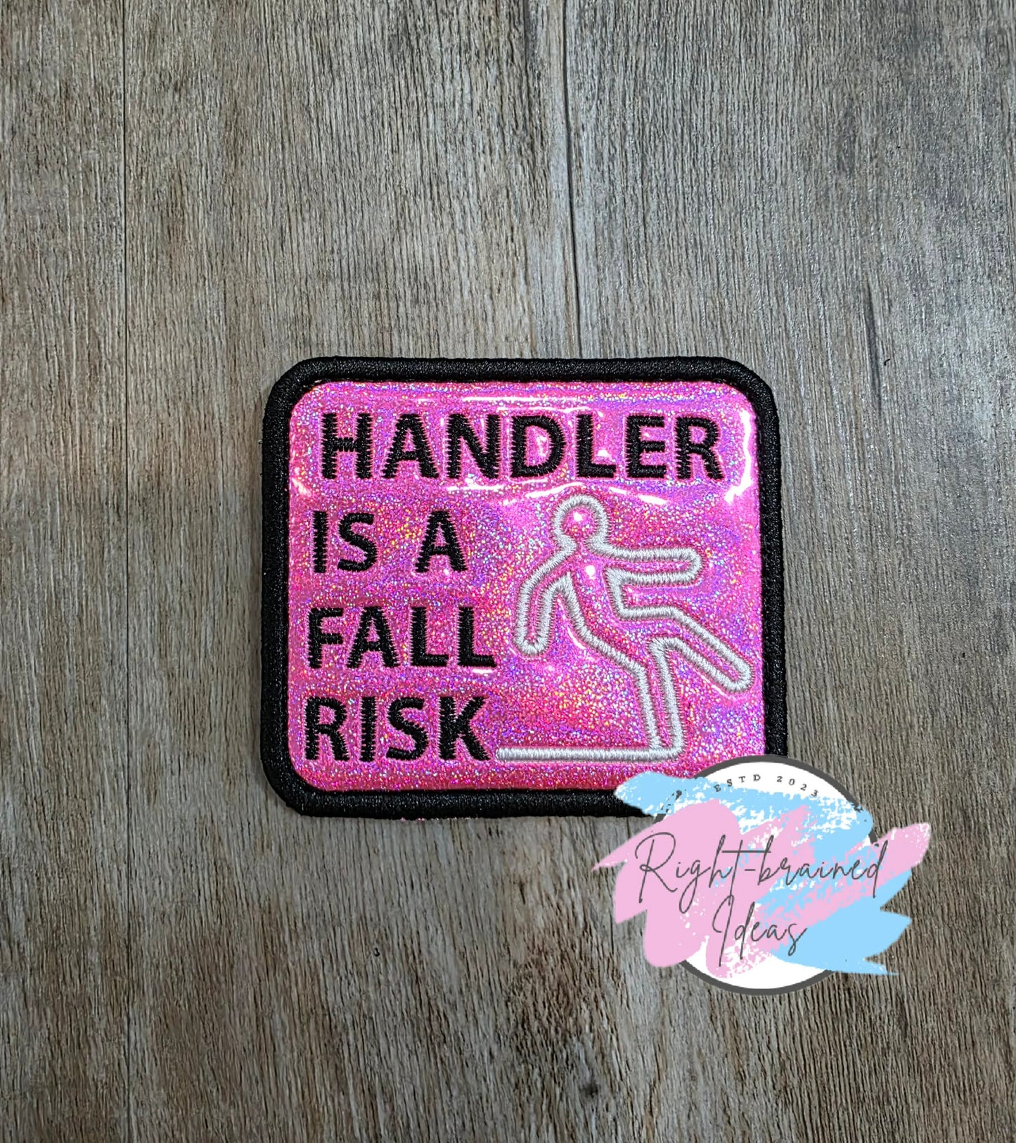 Service Dog In Training Black And White On Sparkle Pink Holographic Vinyl Four-piece Patch Set