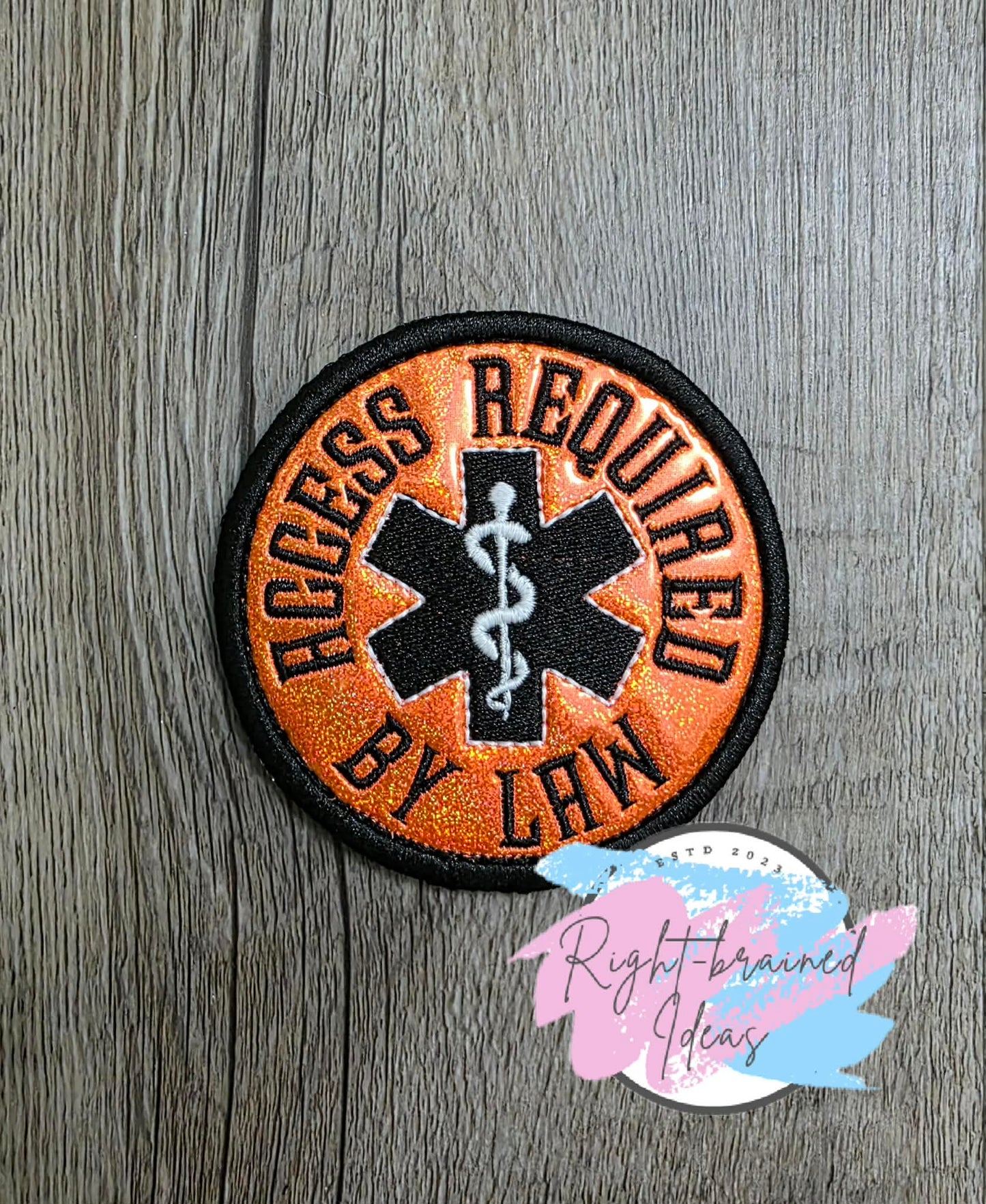 Fun Size Creepy Crawley Inspired Service Dog Glow-In-The-Dark White And Black On Sparkle Neon Orange Holographic Vinyl Four-piece Patch Set