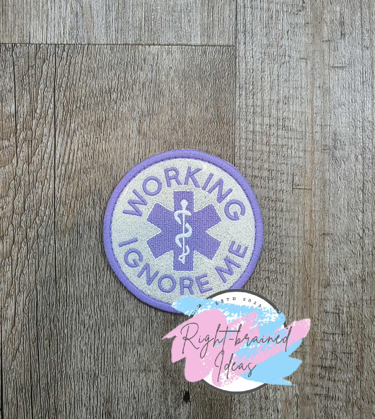 Service Dog Flat Matt Purple On Sparkle White Vinyl Three-piece Patch and Mini Leash Wrap Set