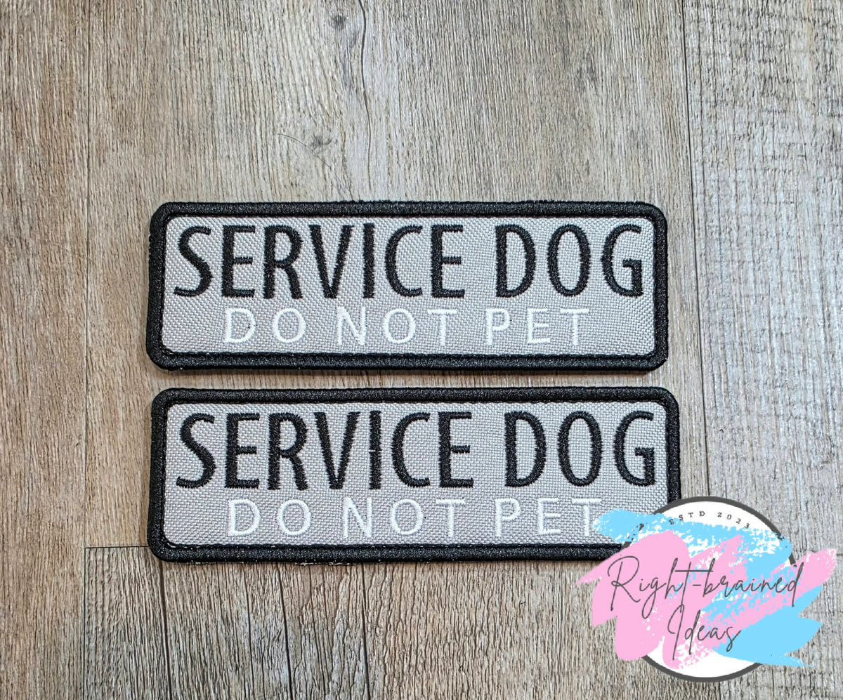 Service Dog Do Not Pet White And Black On Grey Ottertex Canvas Five-piece Patch And Leash Wrap Set