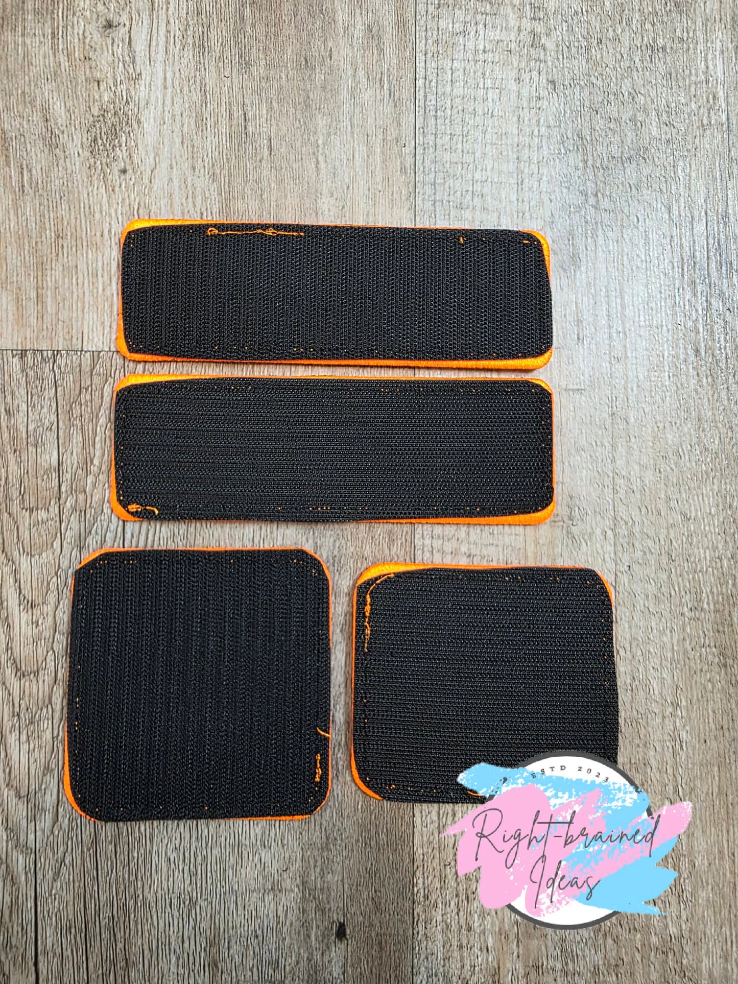 Service Dog Do Not Pet Neon Orange And White On Lightweight High Performance Black Twill Five-piece Patch And Leash Wrap Set