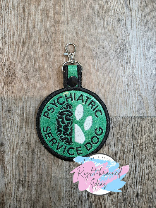 Psychiatric Black And White On Sparkle Moss Green Vinyl Patch Tab