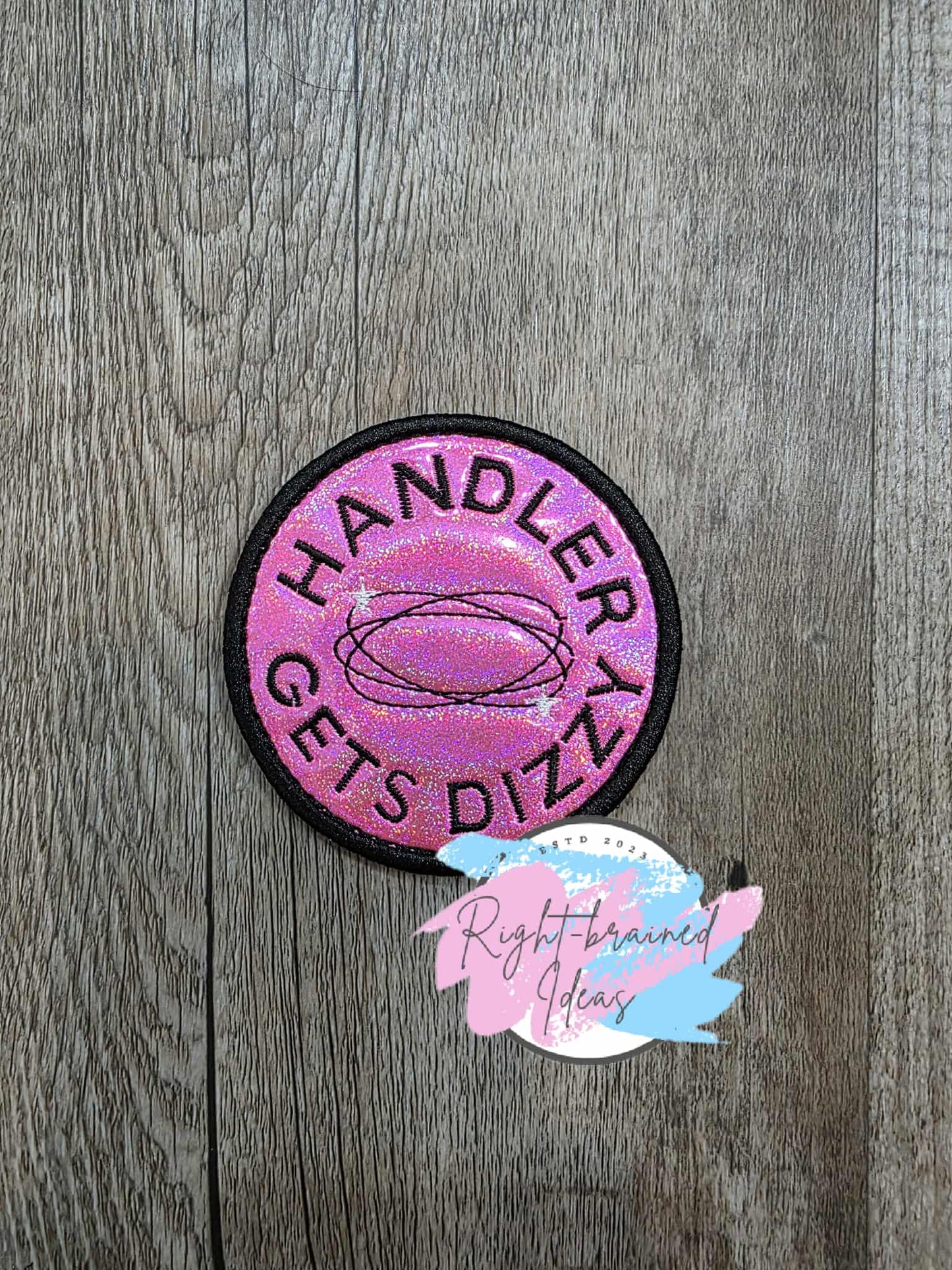 Service Dog Do Not Pet Black and White On Sparkle Pink Holographic Vinyl Three-piece Patch Set