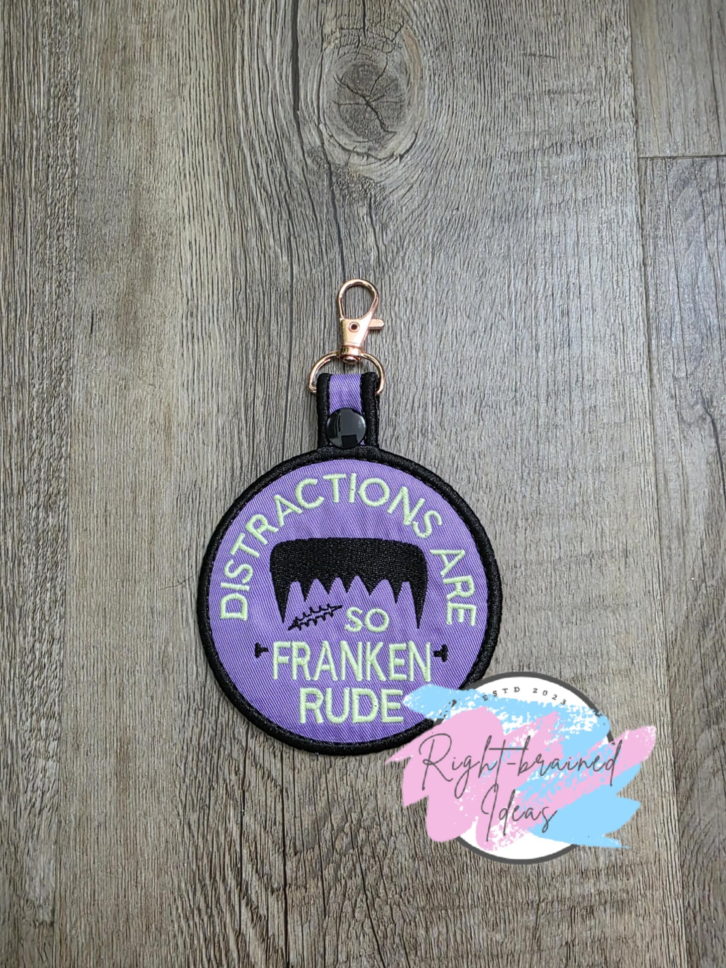Service Dog Spooky Season Inspired Glow-in-the-Dark and Black on Lightweight High Performance Lavender Twill Two-piece Double-sided Patch Tab And Leash Wrap Set