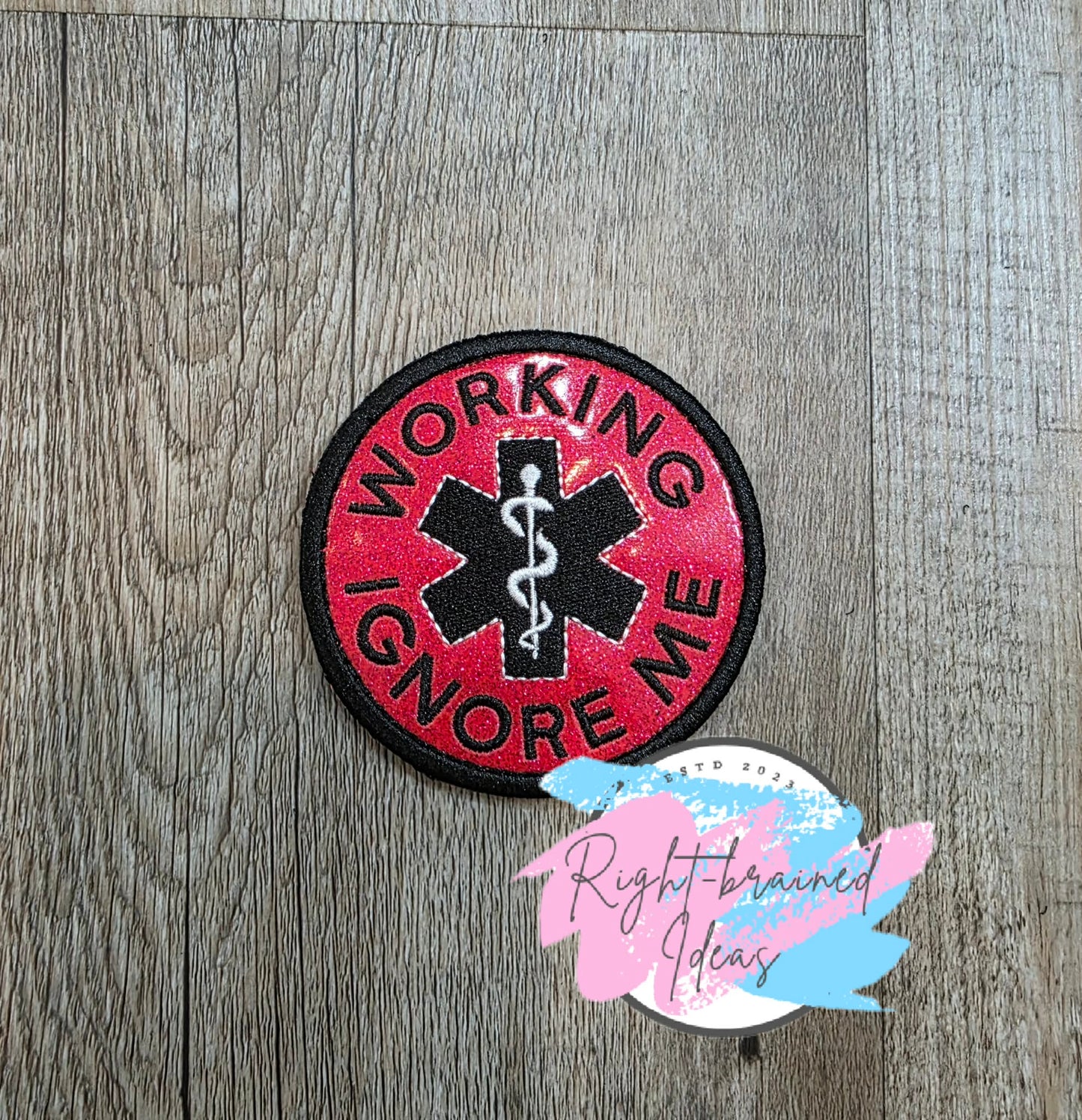 Service Dog In Training Black And White On Sparkle Red Holographic Vinyl Four-piece Patch Set