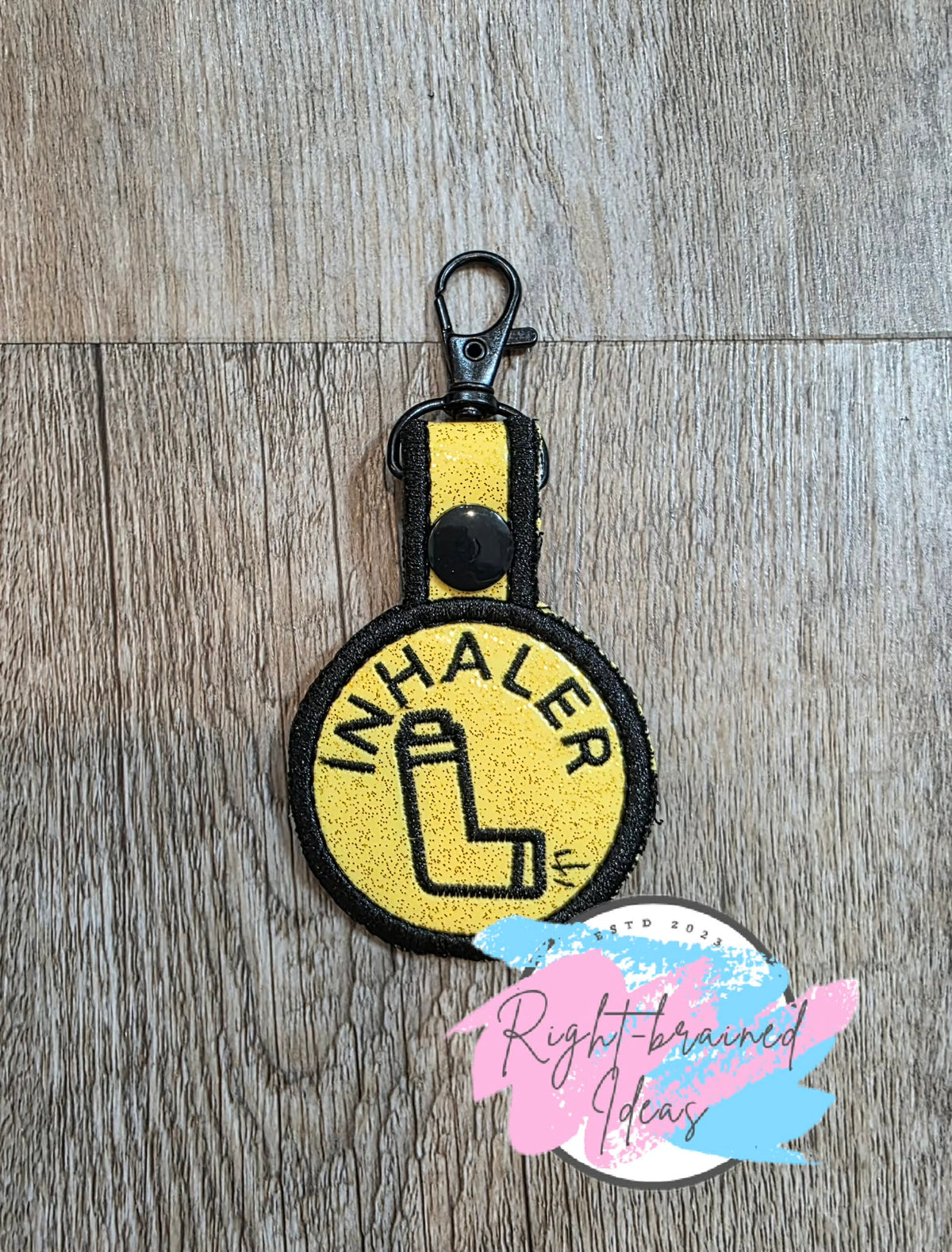 Inhaler Black On Sparkle Yellow Vinyl Mini Patch Tab