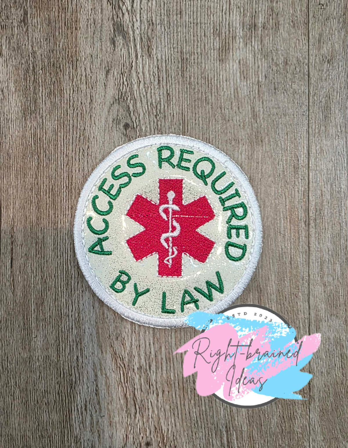 Peppermint Inspired Fun Size Service Dog Sweet But Working Red And Green On Sparkle White Vinyl Five-piece Patch And Leash Wrap Set